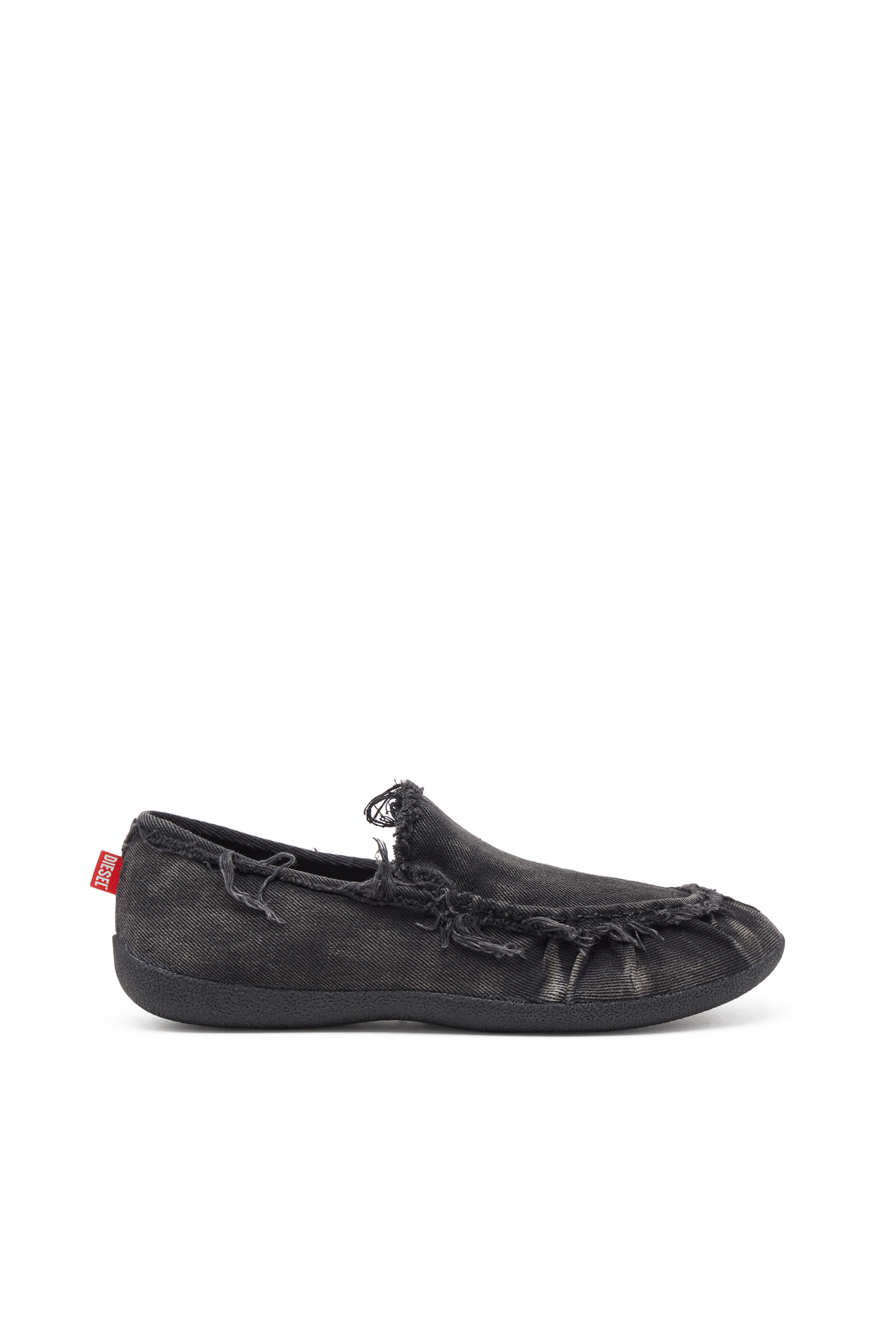 Diesel - D-SHOCK MOC, Male's D-Shock-Distressed denim loafers in Black - 1