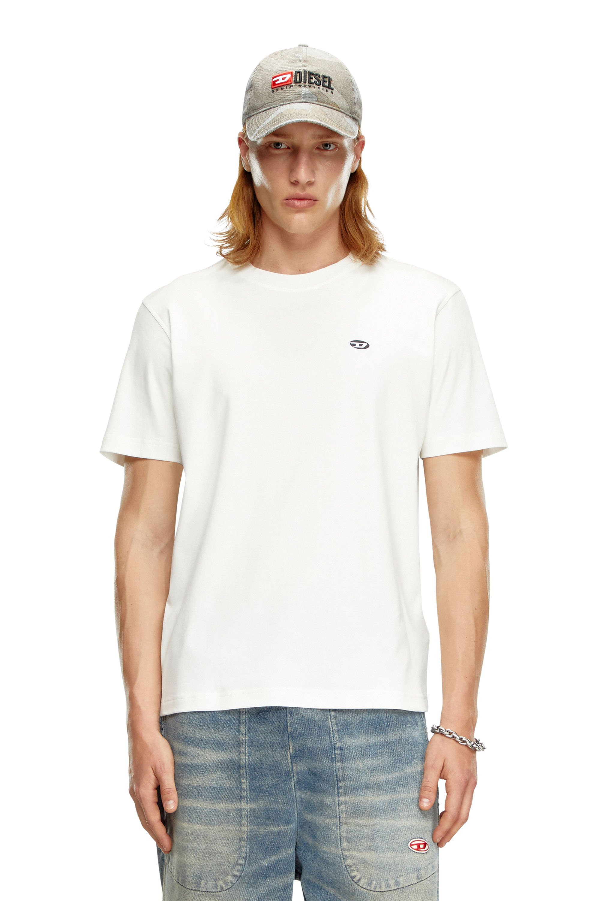 Diesel - T-ADJUST-DOVAL-PJ, Male T-shirt with Oval D patch in White - Image 1