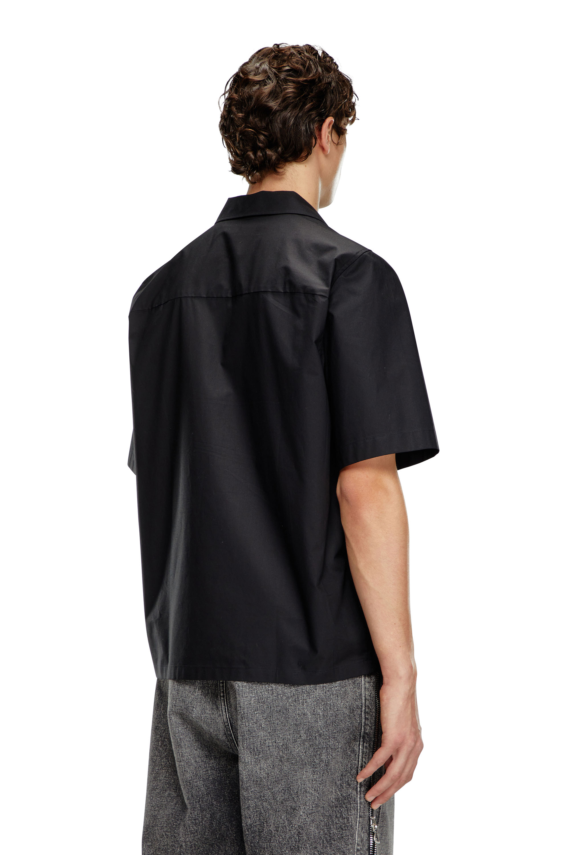 Diesel - S-MAC-C, Chemise bowling avec logo brodé Homme in Noir - 3