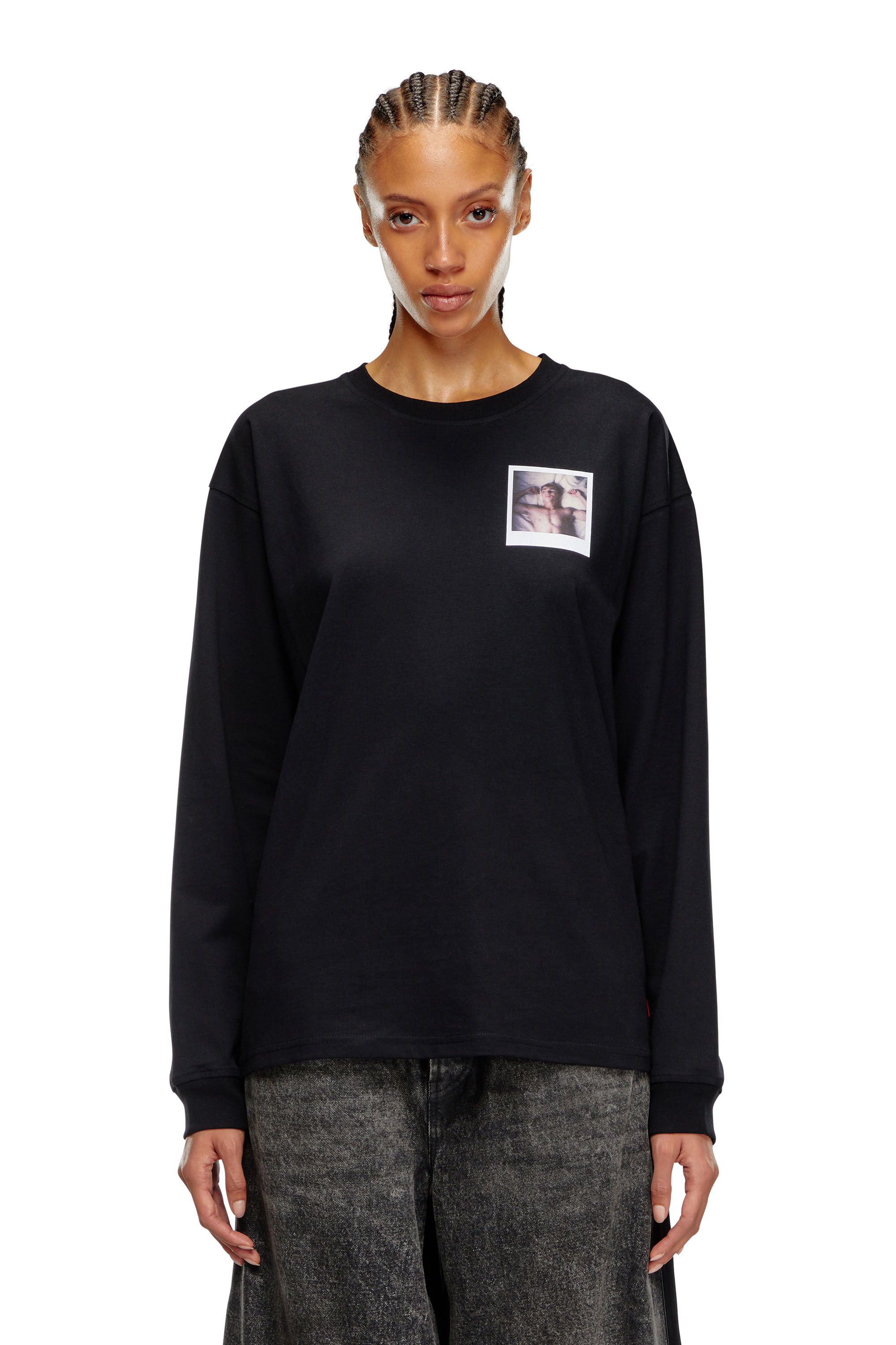 Diesel - PR-T-BOXT-LS-SS, Unisex's Long-sleeve T-shirt with polaroid patches in Black - 4