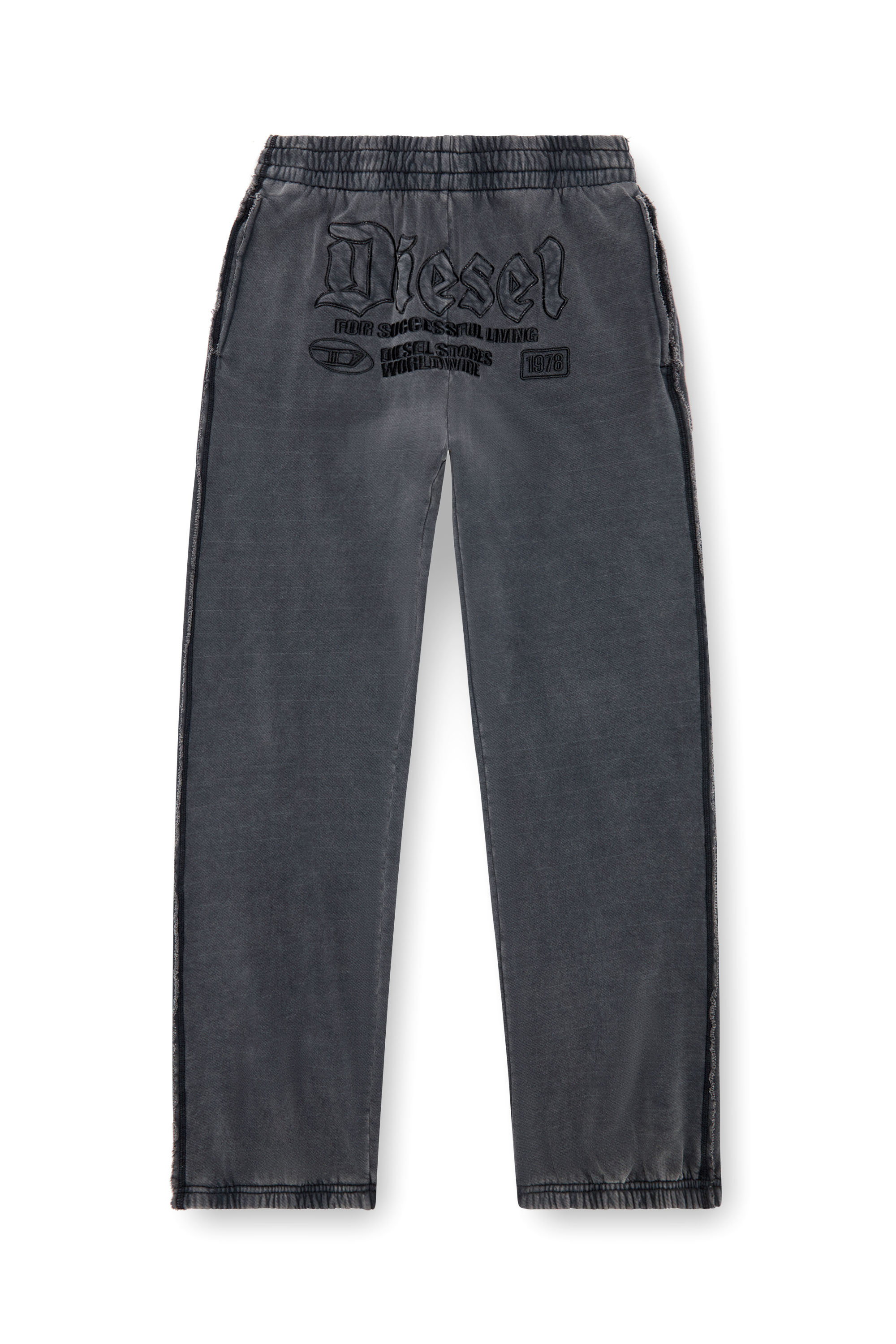 Diesel - P-MARKY-RAW, Male's Track pants with embroidered logos in Black - 4