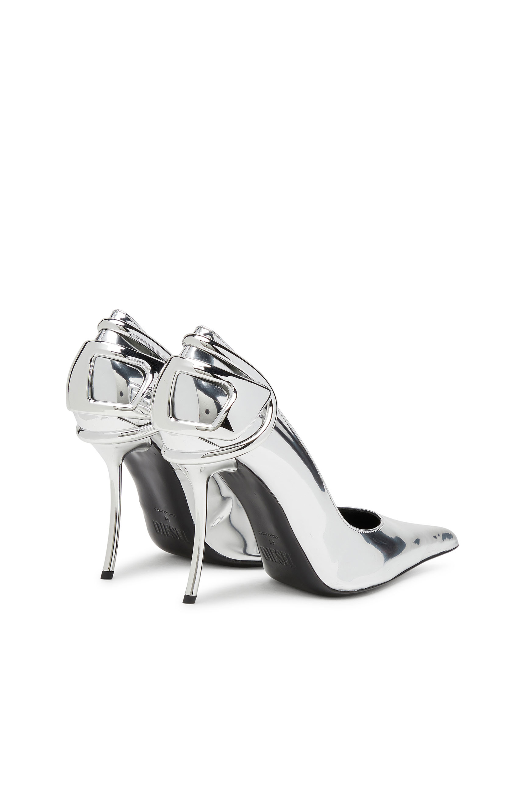 Diesel - D-TEN&HALF P, Female's D-Ten&Half-Metallic pumps with curved heel in Silver - 3