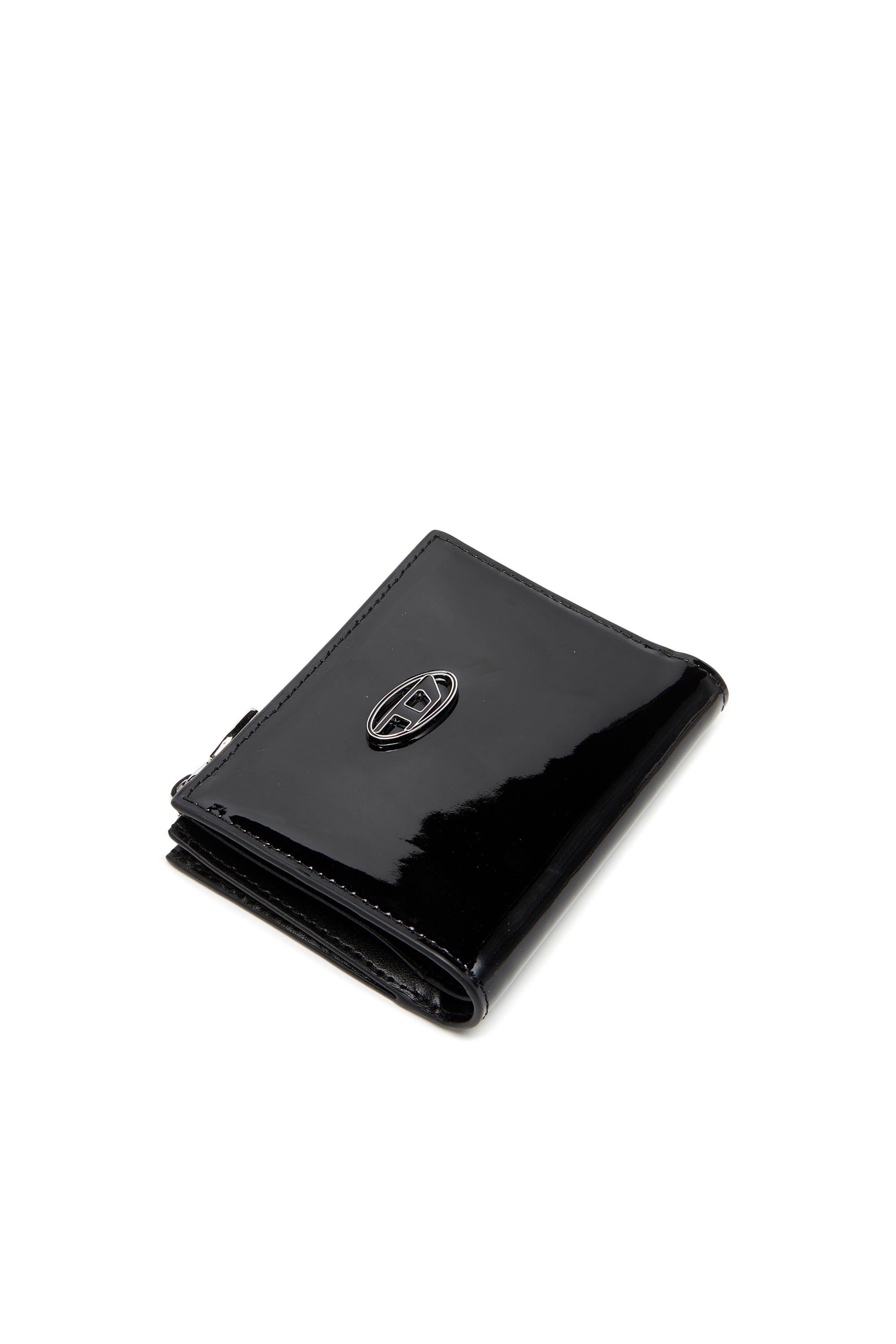 Diesel - PLAY BI-FOLD ZIP II, Female Small wallet in glossy leather in Black - Image 4
