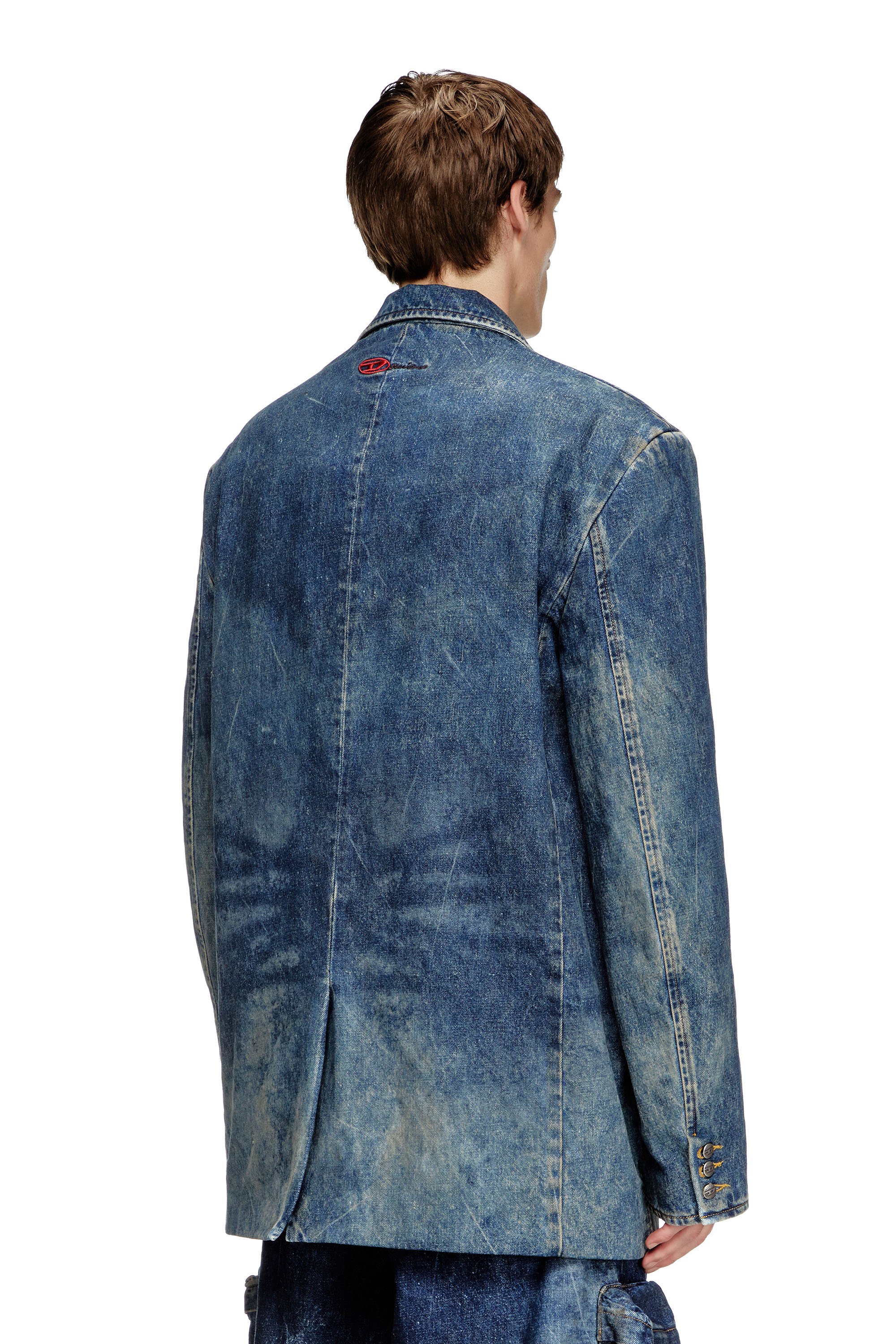 Diesel - D-OVER-DD, Blazer en denim effet sali traité à la main Mixte in Bleu - 3