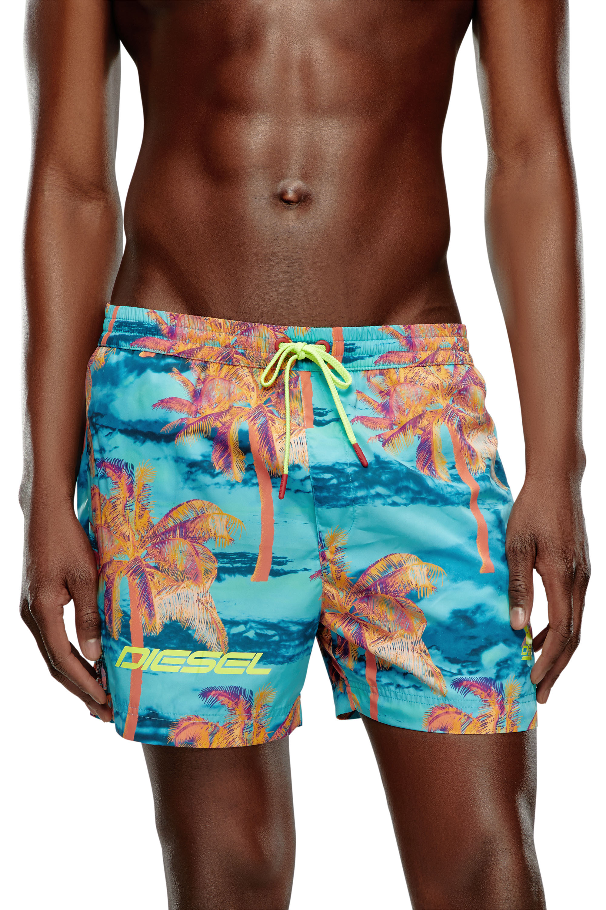 Diesel - BMBX-KEN-37-ZIP, Male Mid-length printed swim shorts in Blue - Image 2