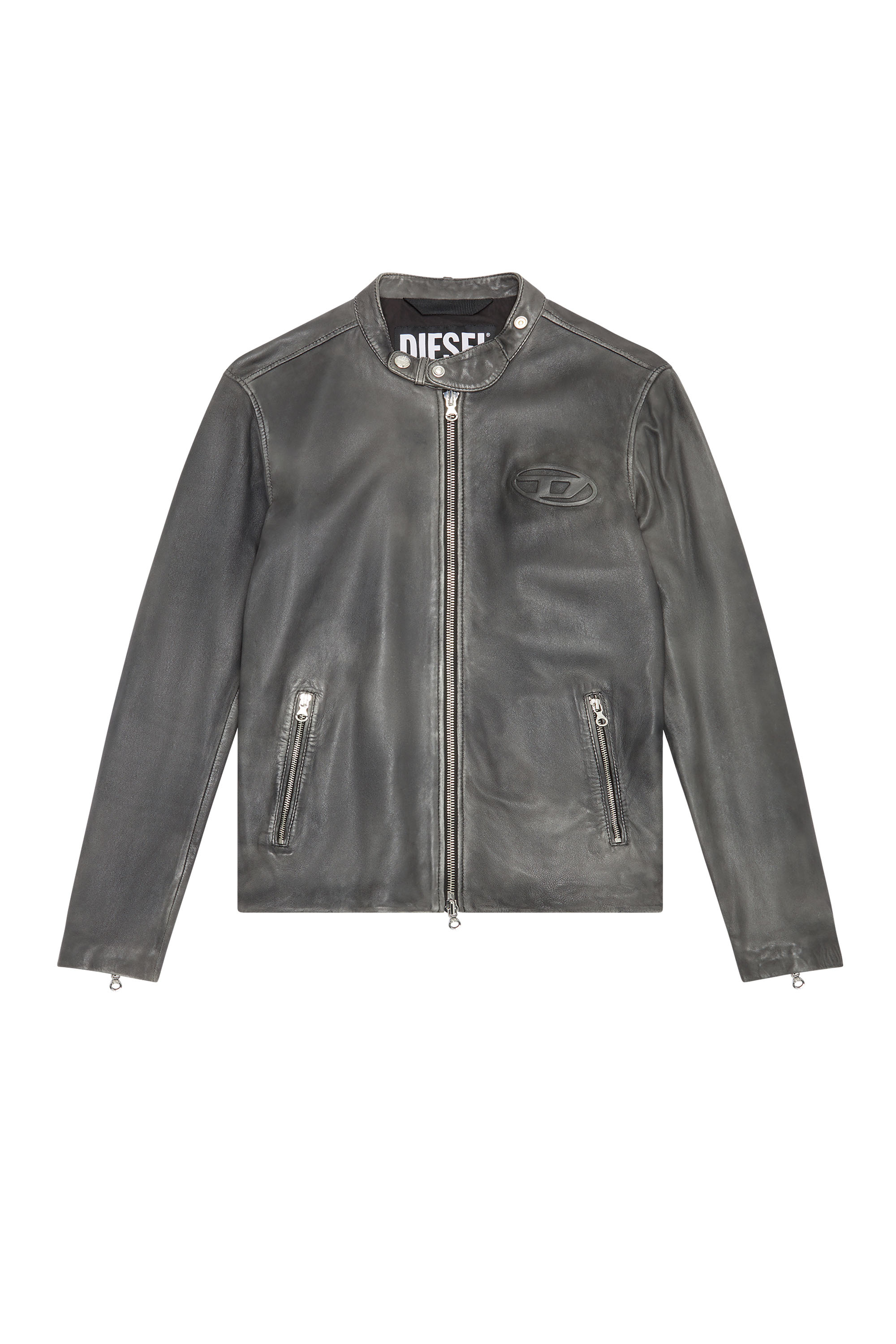 L METAL TREAT Man Biker jacket in treated leather Diesel