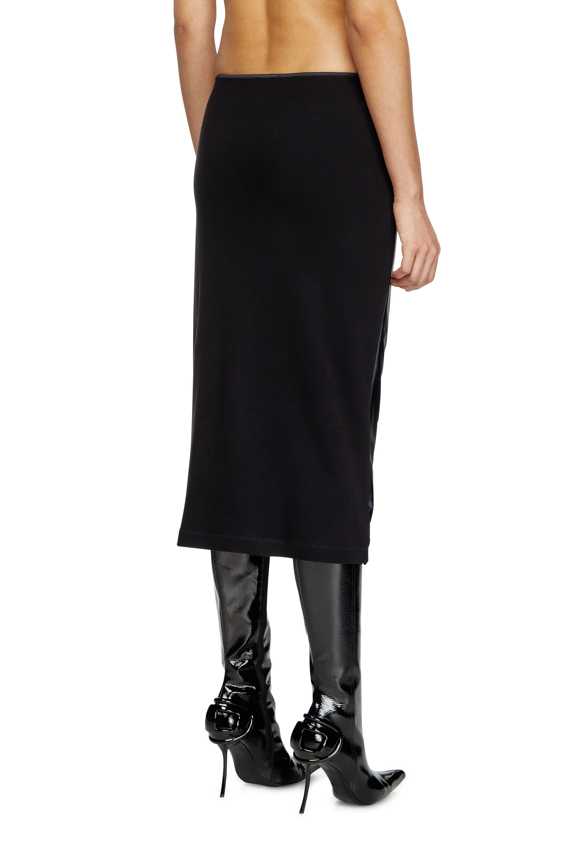 Diesel - O-SILV, Female's Draped midi skirt with chintz finish in Black - 4