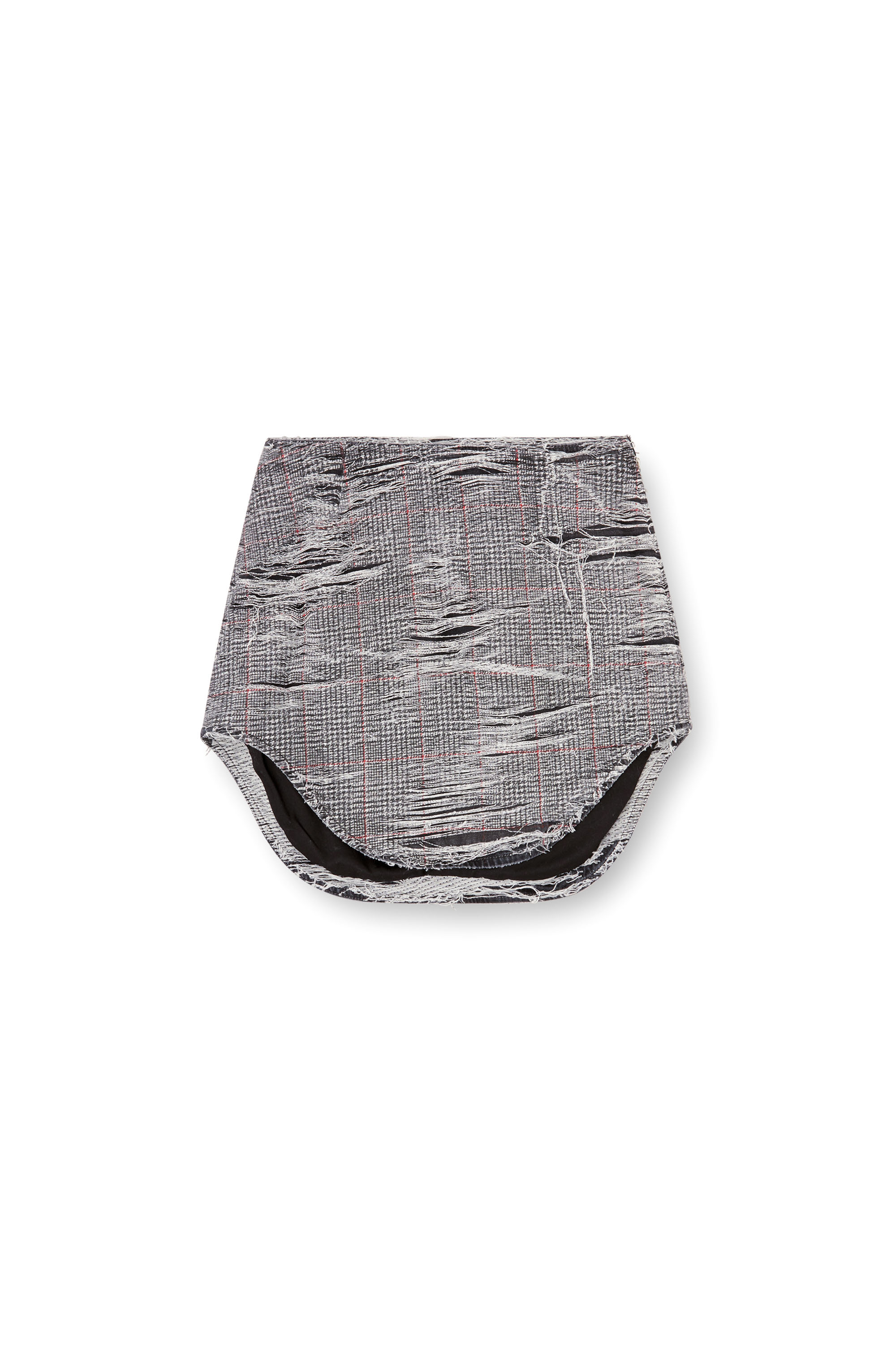 Diesel - DE-ADA-FSG, Female's Skirt in distressed Prince of Wales denim in Grey - 3