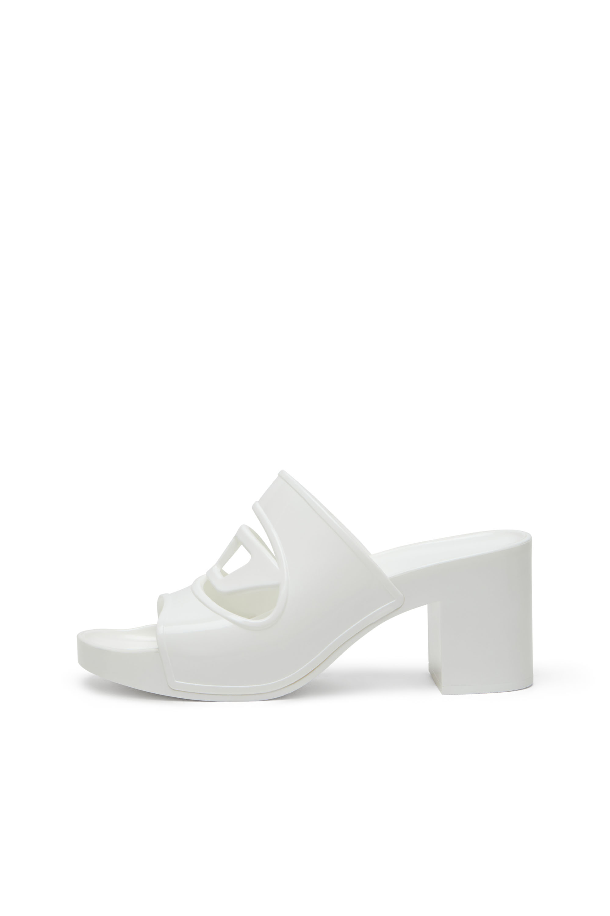 Diesel - SA-BONNIE, Female's Heeled rubber slides with cut-out logo in White - 7