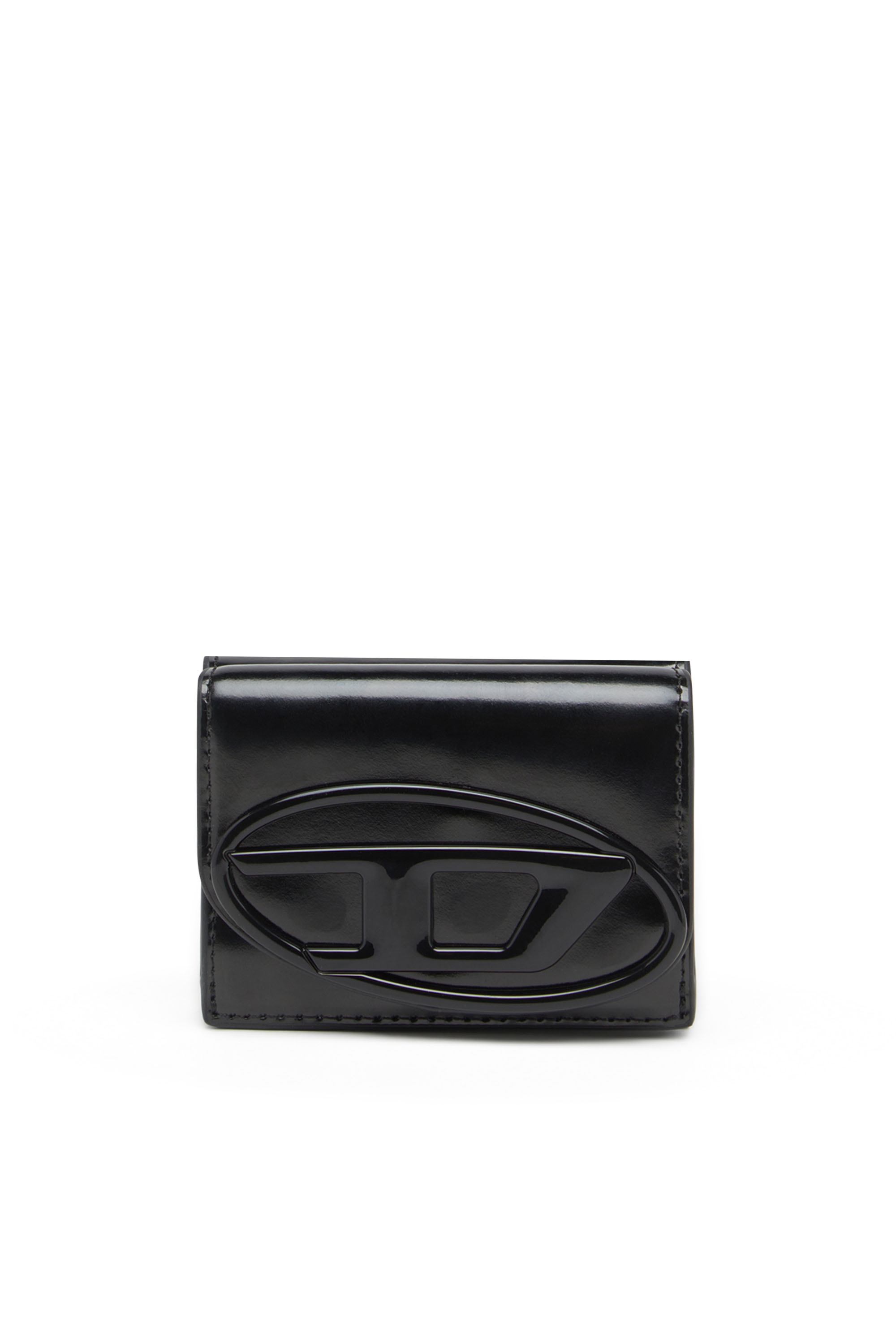 Diesel - 1DR TRI FOLD COIN XS II, Portefeuille à trois volets en cuir effet miroir Femme in Noir - 1