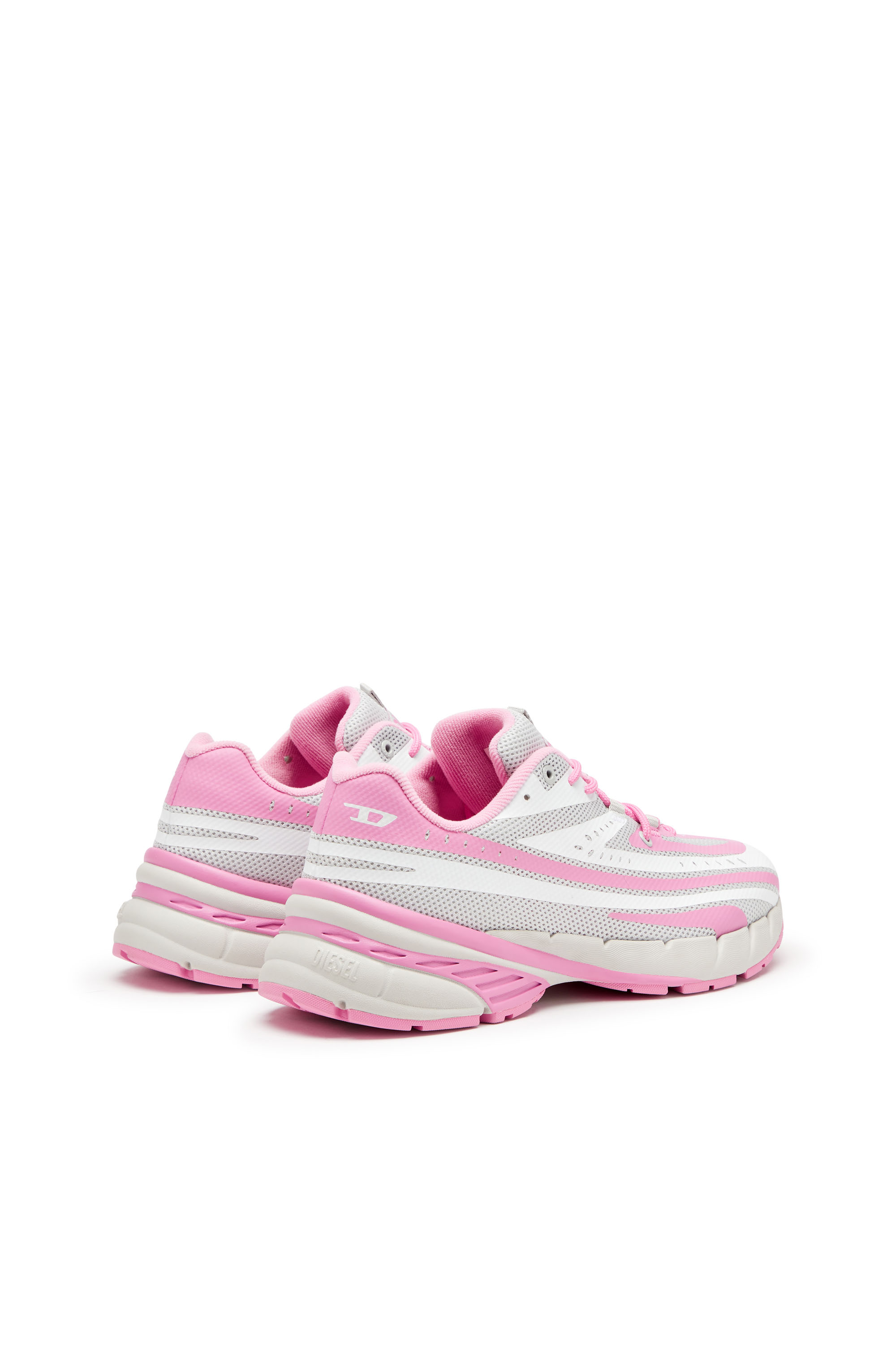 Diesel - D-AIRSPEED LOW W, Female's D-Airspeed Low-Striped sneakers in coated mesh in Pink/White - 3