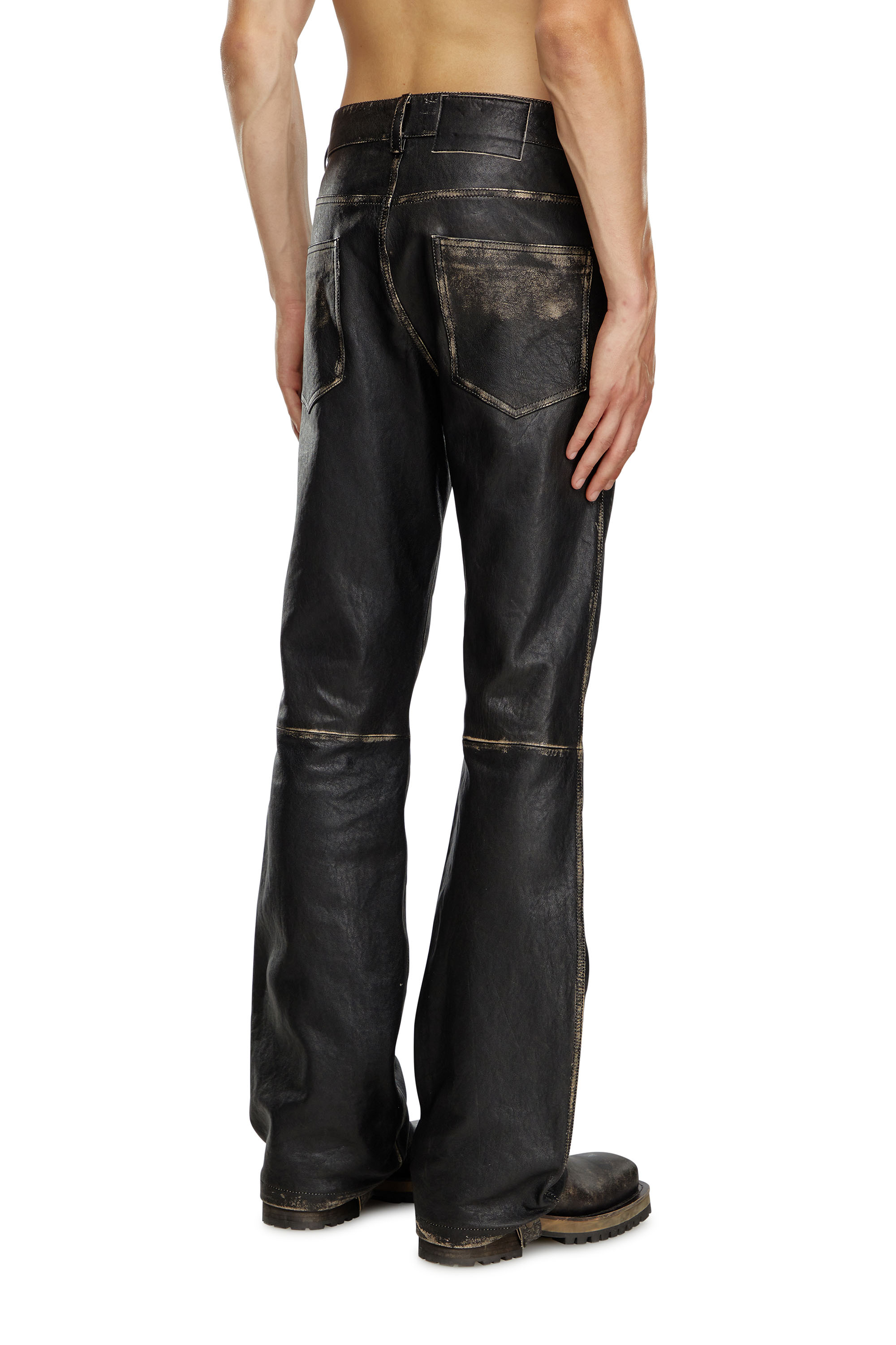 Diesel - P-BLIXIA, Male's Distressed leather pants in Black - 3