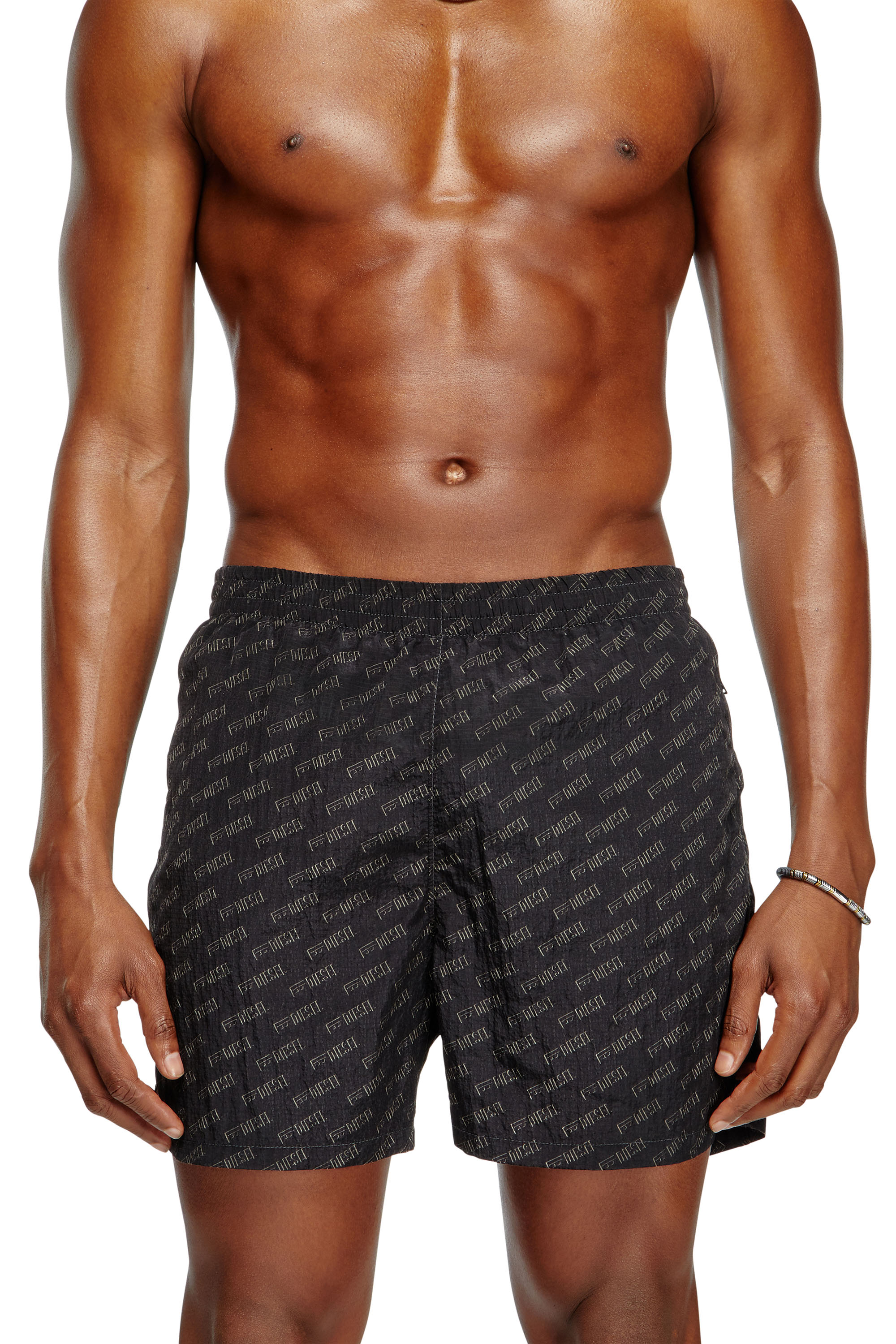 Diesel - DANIEL-41-MONO-UTLT, Male's Mid-length swim shorts with all-over logo in Black - 2