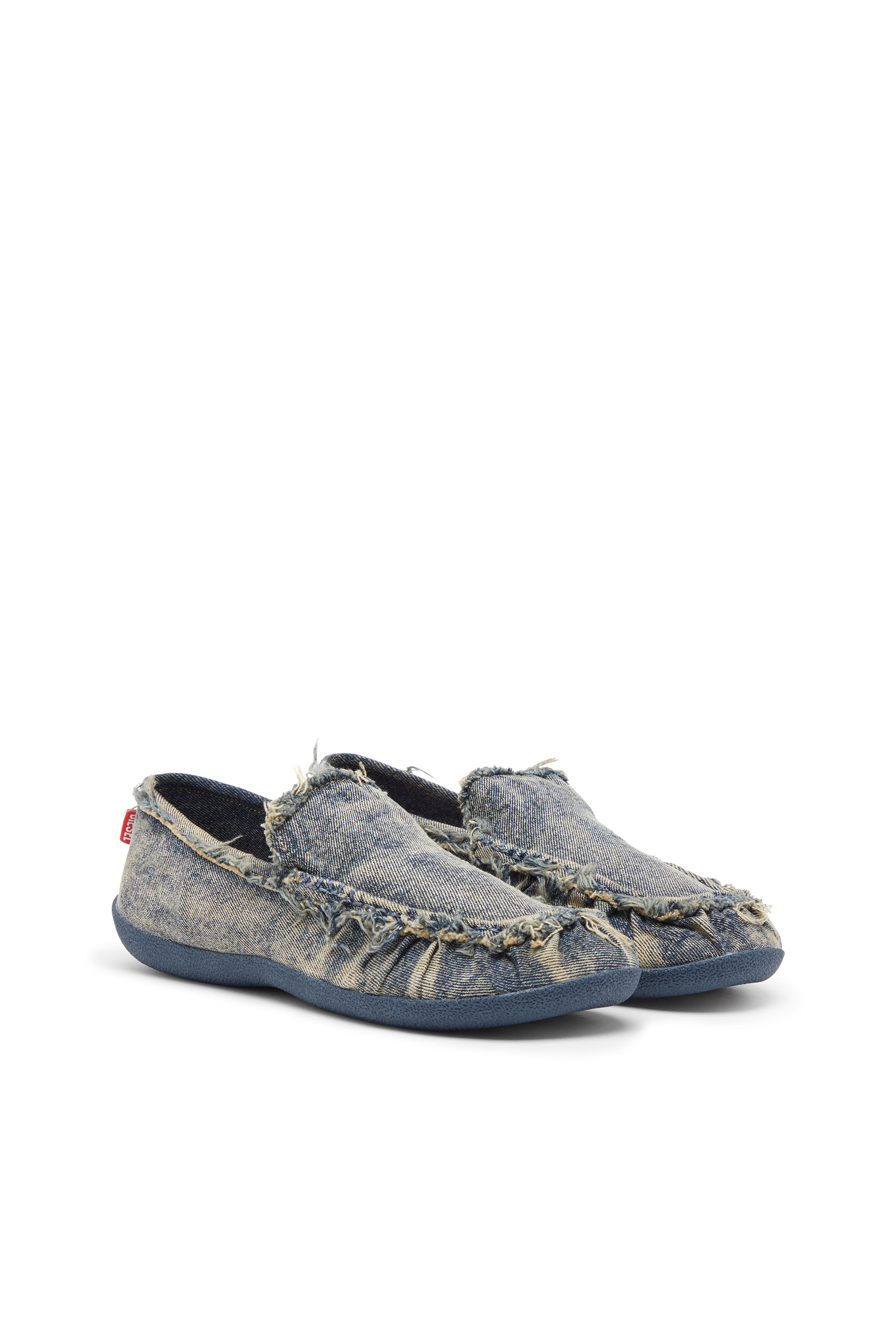 Diesel - D-SHOCK MOC, Male's D-Shock-Distressed denim loafers in Blue - 2