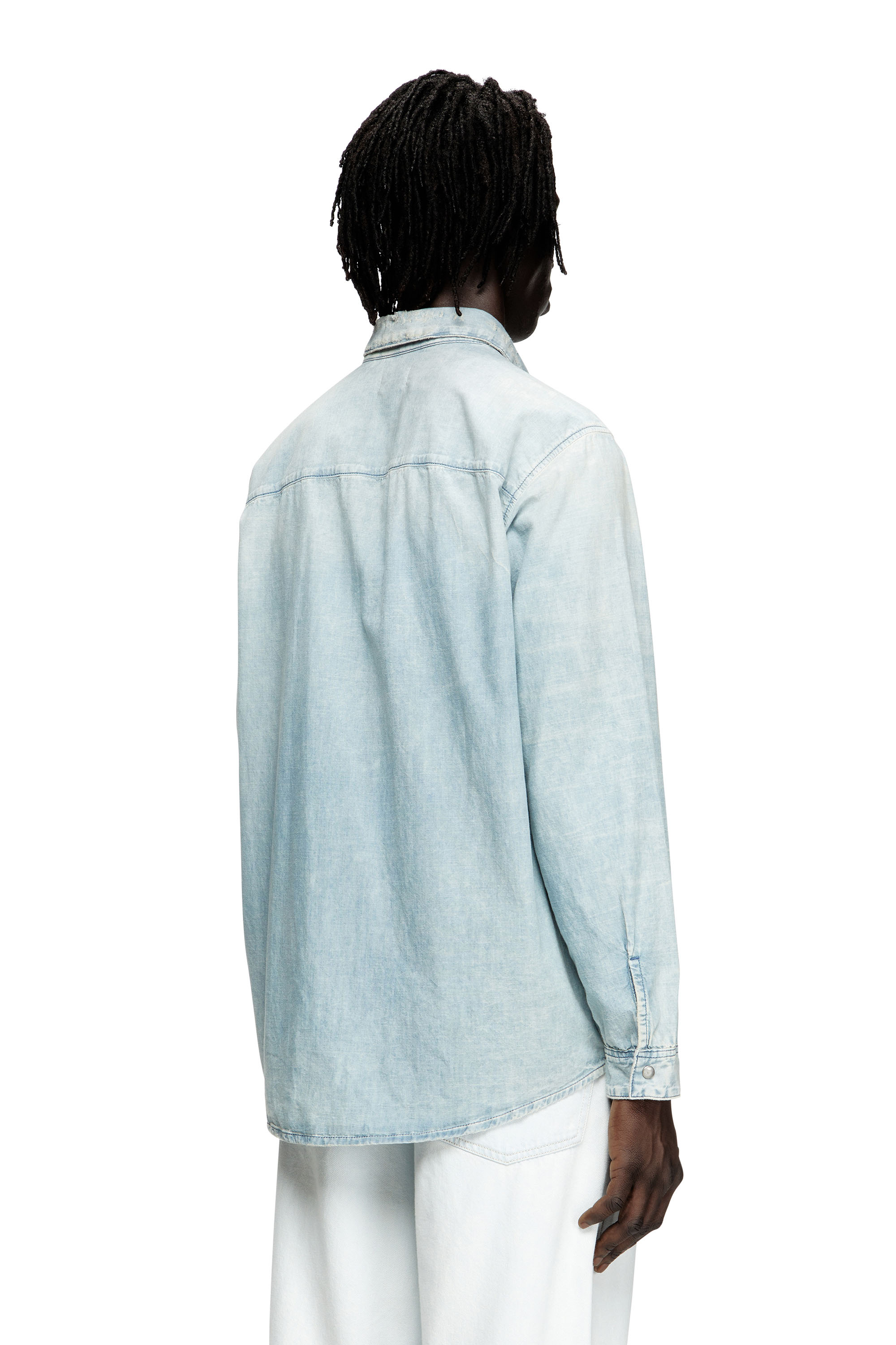 Diesel - D-SIMPLY, Chemise en denim effet blanchi Homme in Bleu - 3