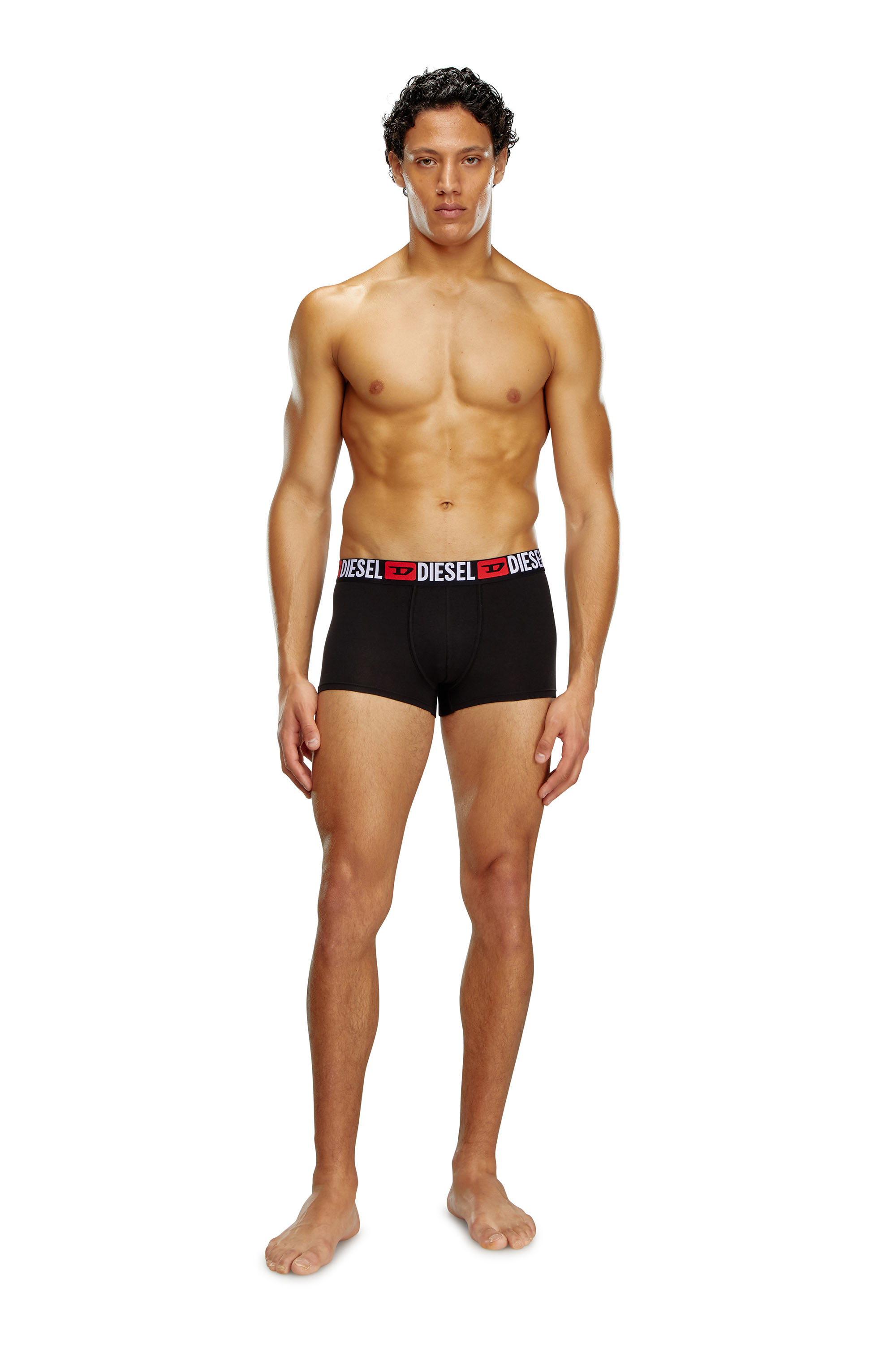 Diesel - UMBX-DAMIENTHREEPACK, Male's Three-pack of all-over logo waist boxers in Black - 2