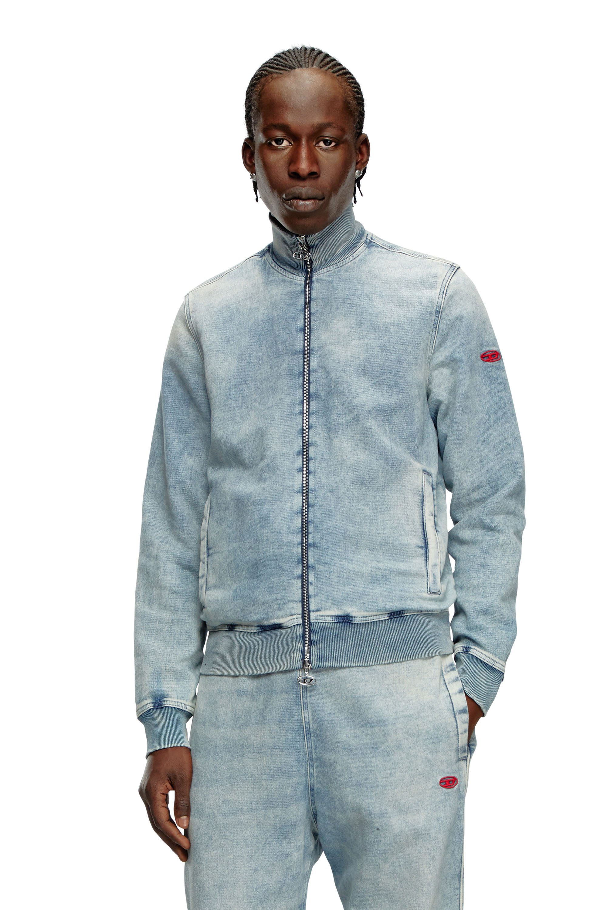 Diesel - D-BUZEE TRACK, Unisex's Zip-up sweater in Track Denim in Light Blue - 2