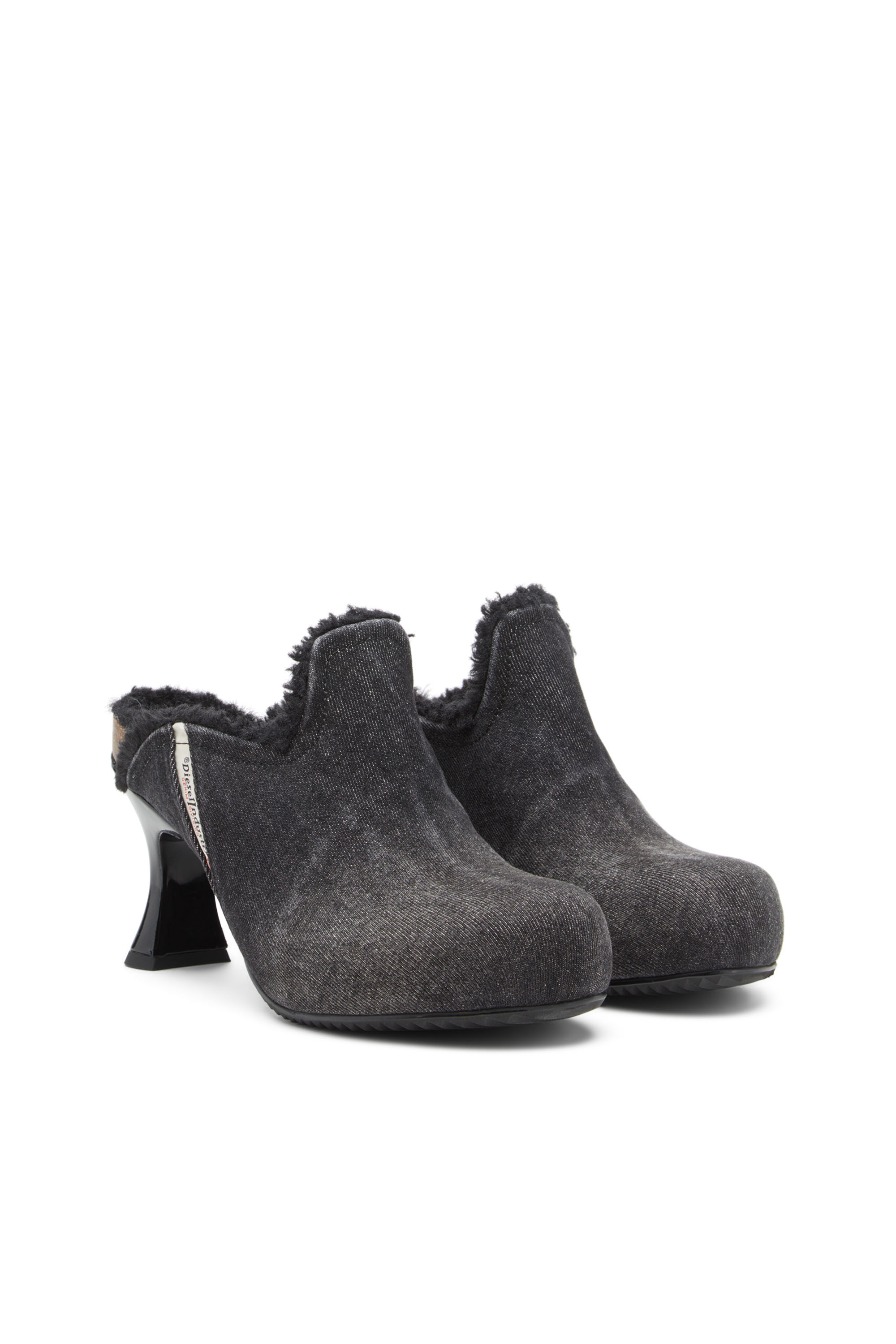 Diesel - D-WOODSTOCK ML W, D-Woodstock-Mules en denim doublées en peluche Femme in Noir - 2