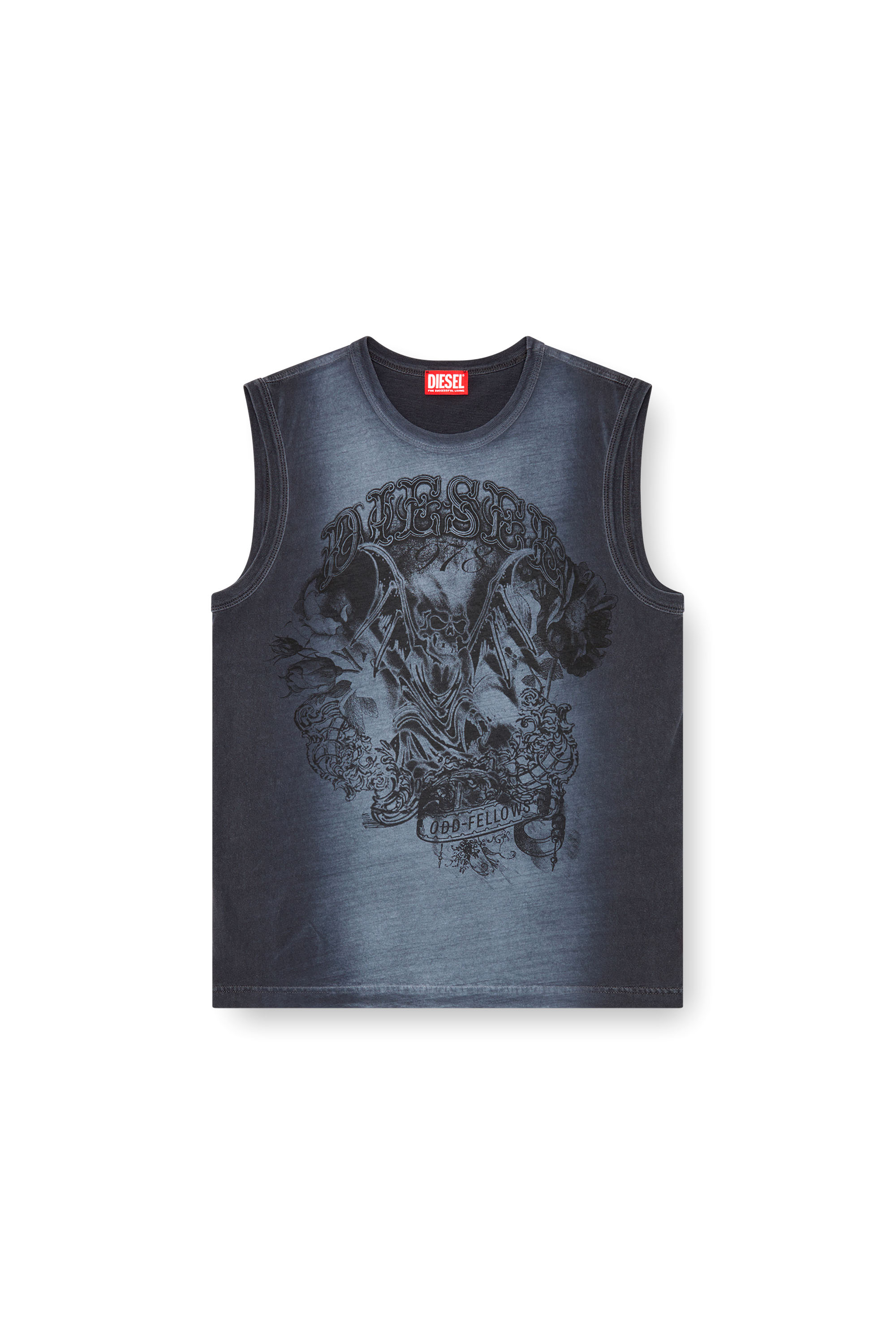 Diesel - T-BISCO-Q1, Male's Faded tank top with graphic print in Dark Blue - 5