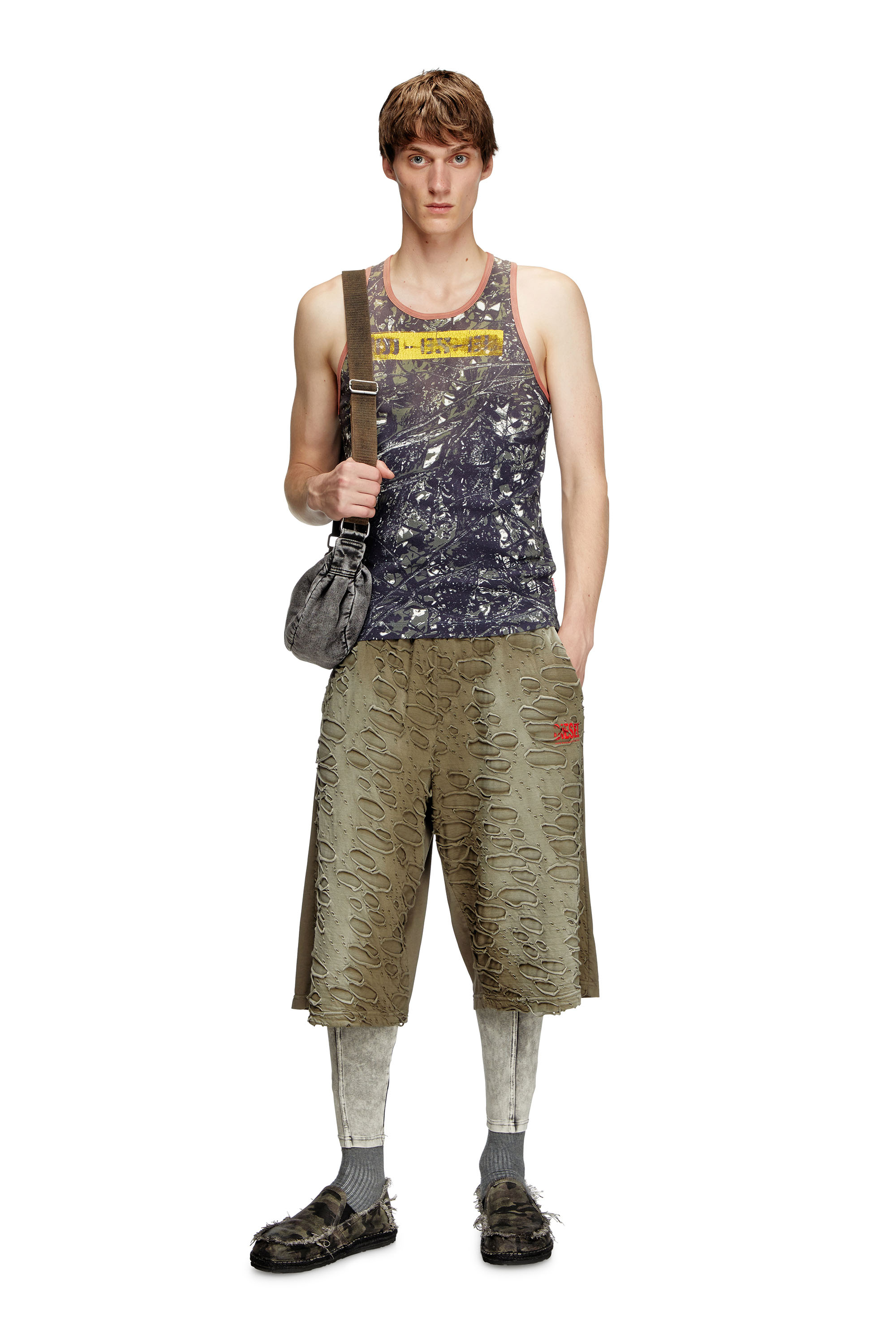 Diesel - T-LIFTY-CAMOU, Male's Camo print vest with contrasting trims in Black/Green - 2