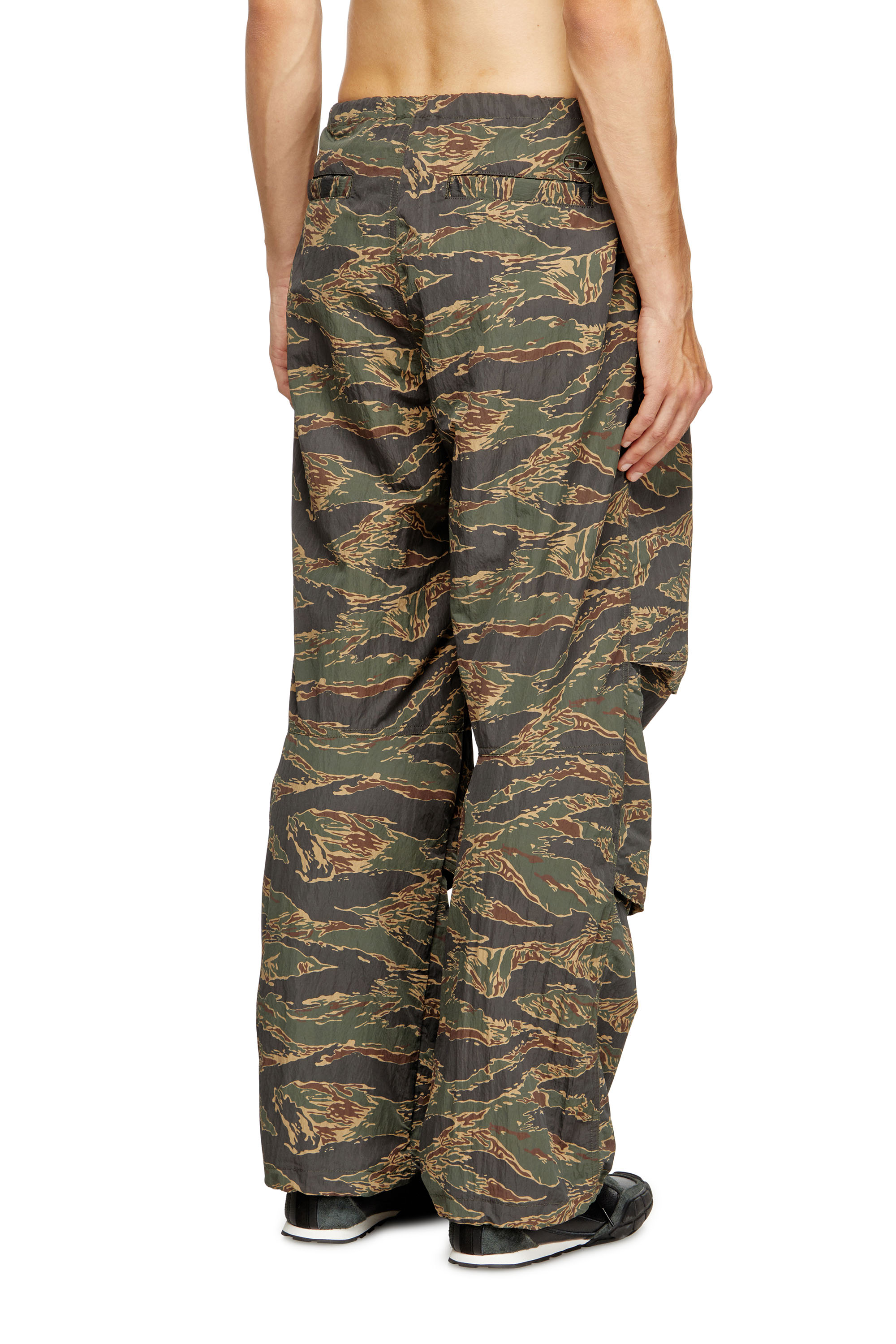 Diesel - P-ANIC, Male's Cargo pants in camo-print nylon in Military Green - 3