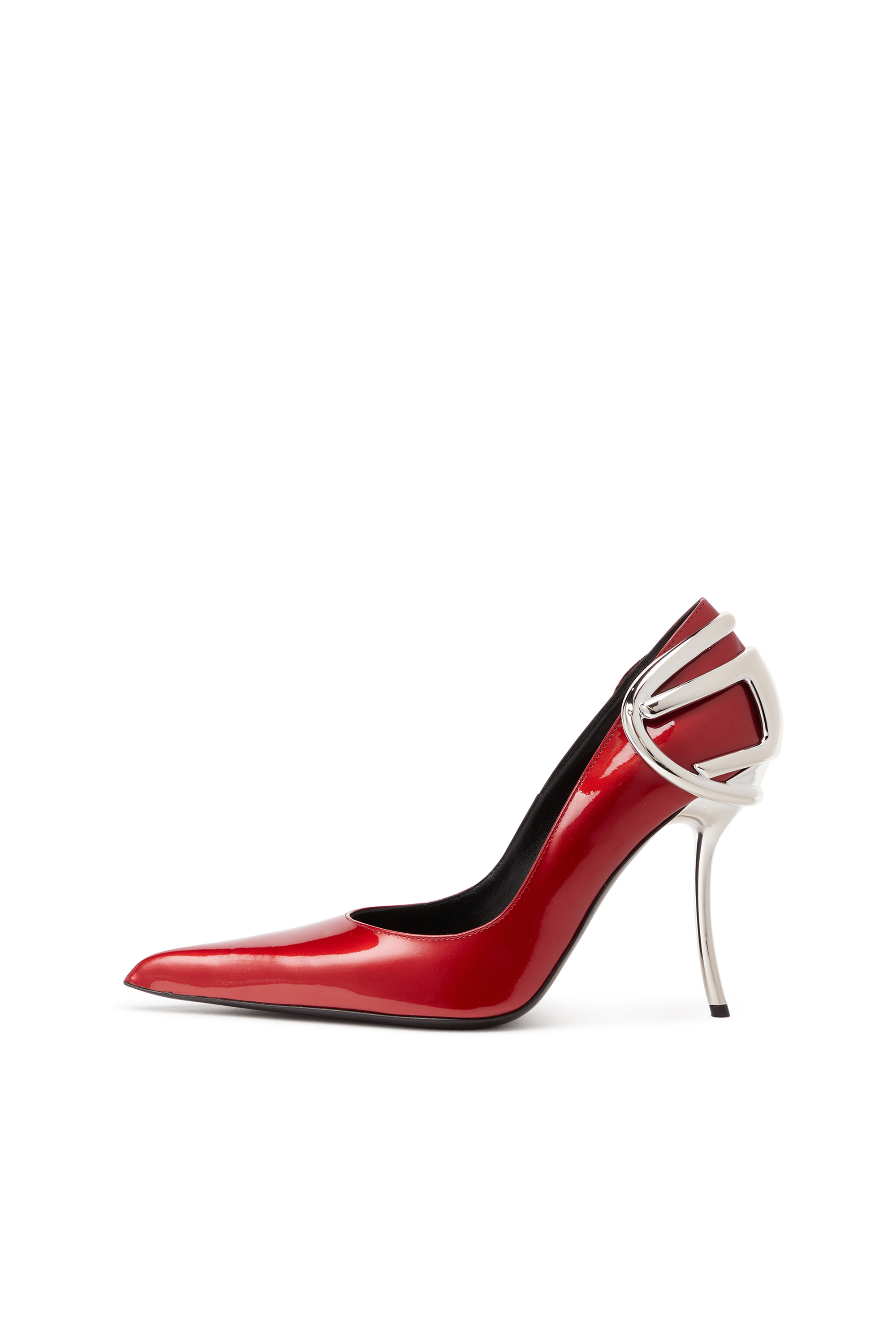 Diesel - D-TEN&HALF P, Female's D-Ten&Half-Patent leather pumps with Oval D heel in Red - 7