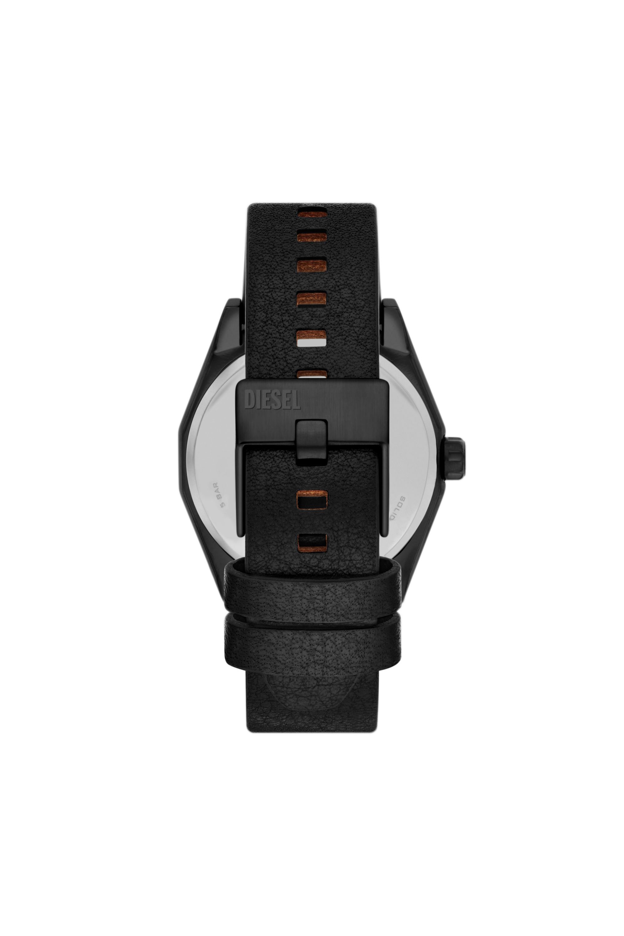 Diesel - DZ2175, Male Scraper Black Leather Watch in Black - Image 2