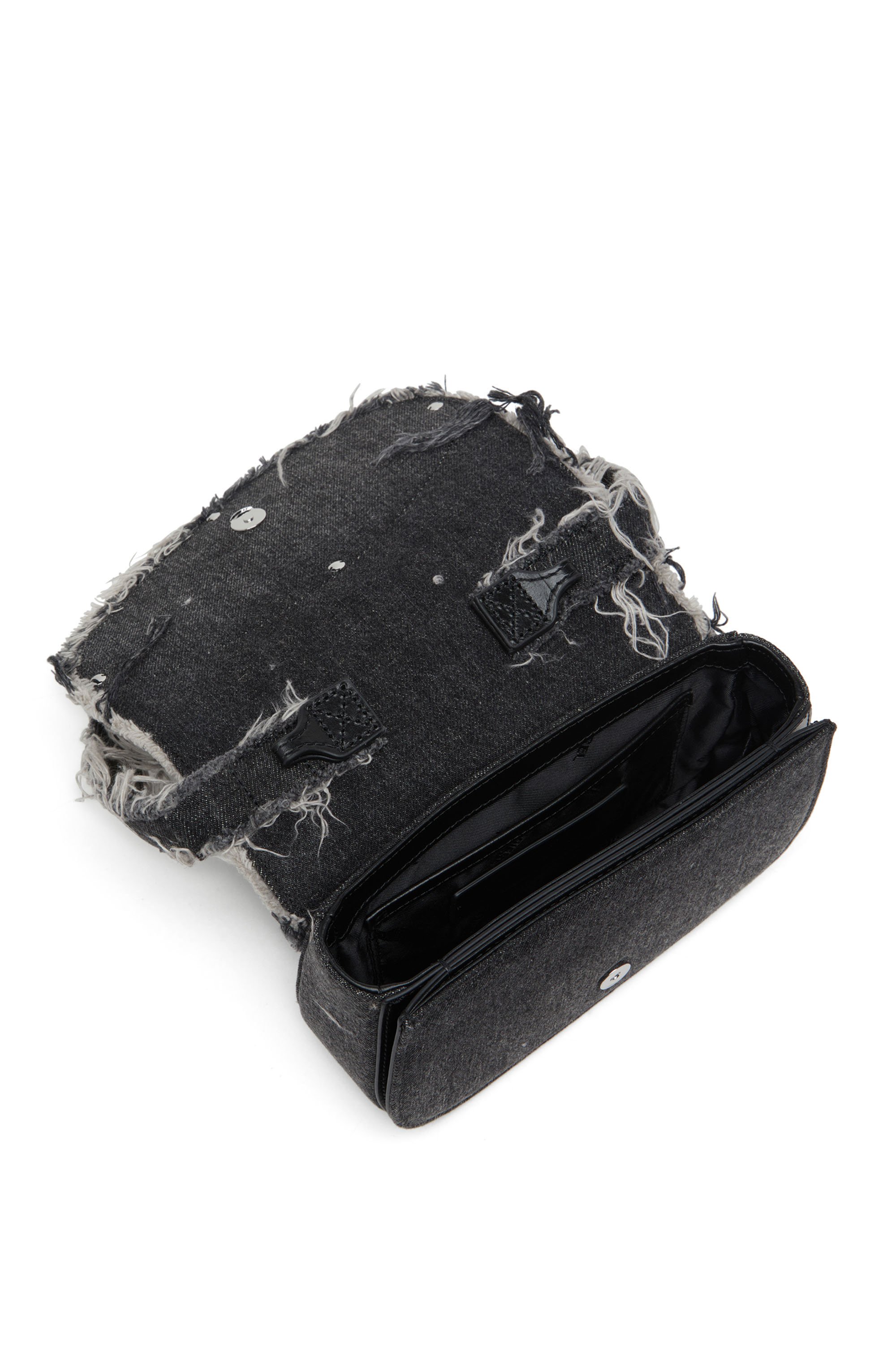 Diesel - 1DR, Female 1DR-Iconic shoulder bag in denim and crystals in Black - Image 4