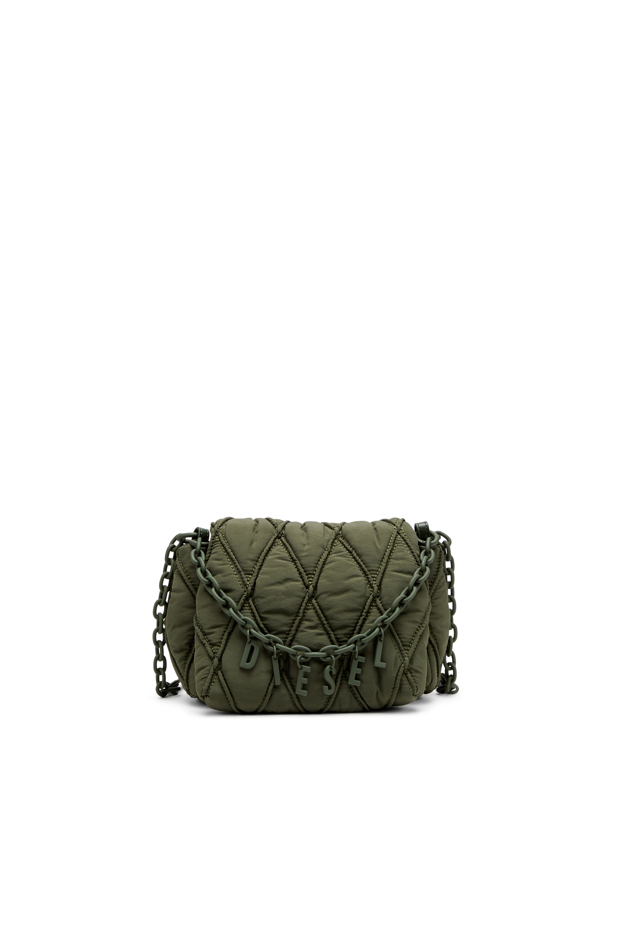 Diesel - CHARM-D SHOULDER S, Female's Charm-D S-Small shoulder bag in quilted nylon in Dark Green - 1