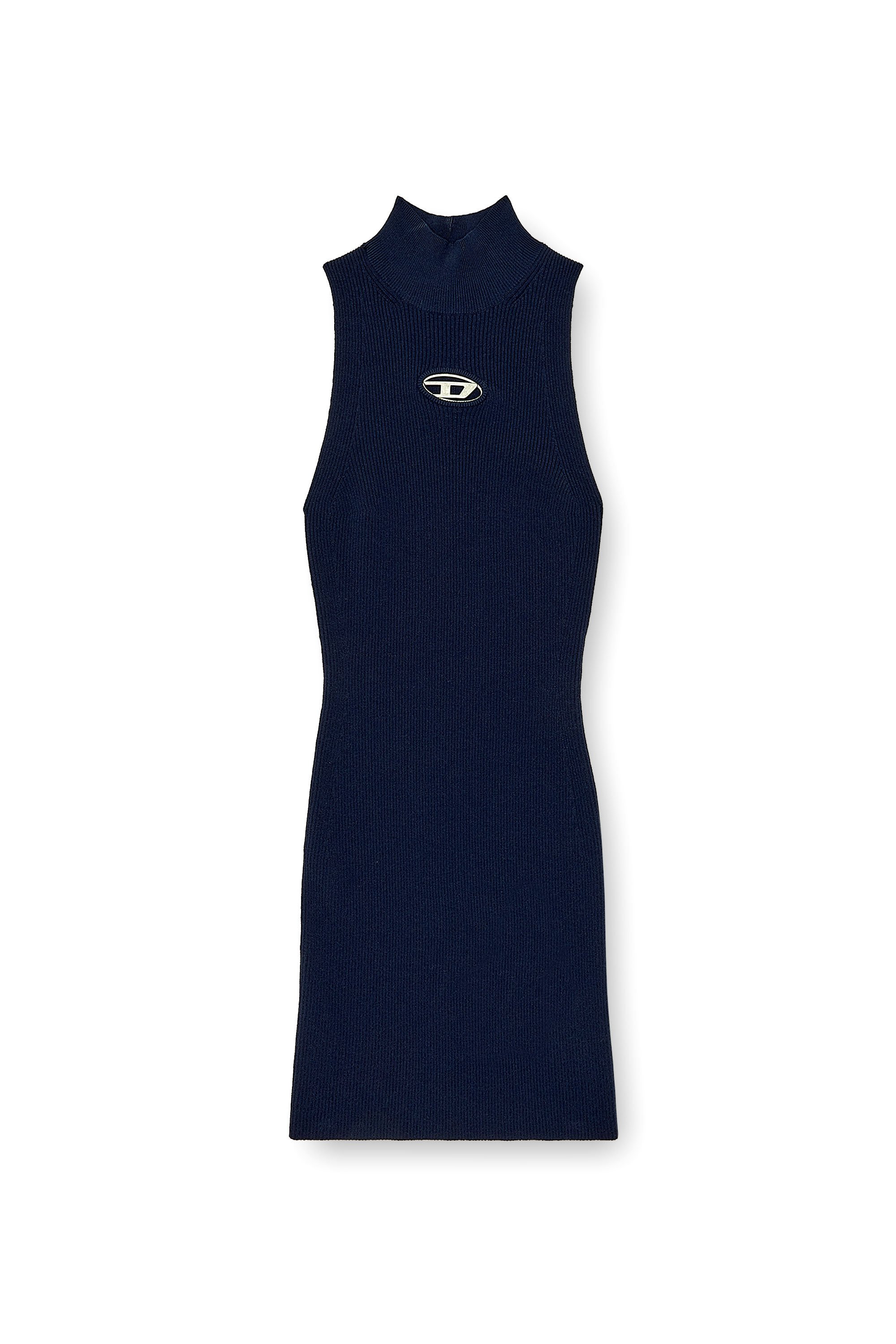Diesel - M-ONERVAX, Female Short turtleneck dress in ribbed knit in Blue - Image 4