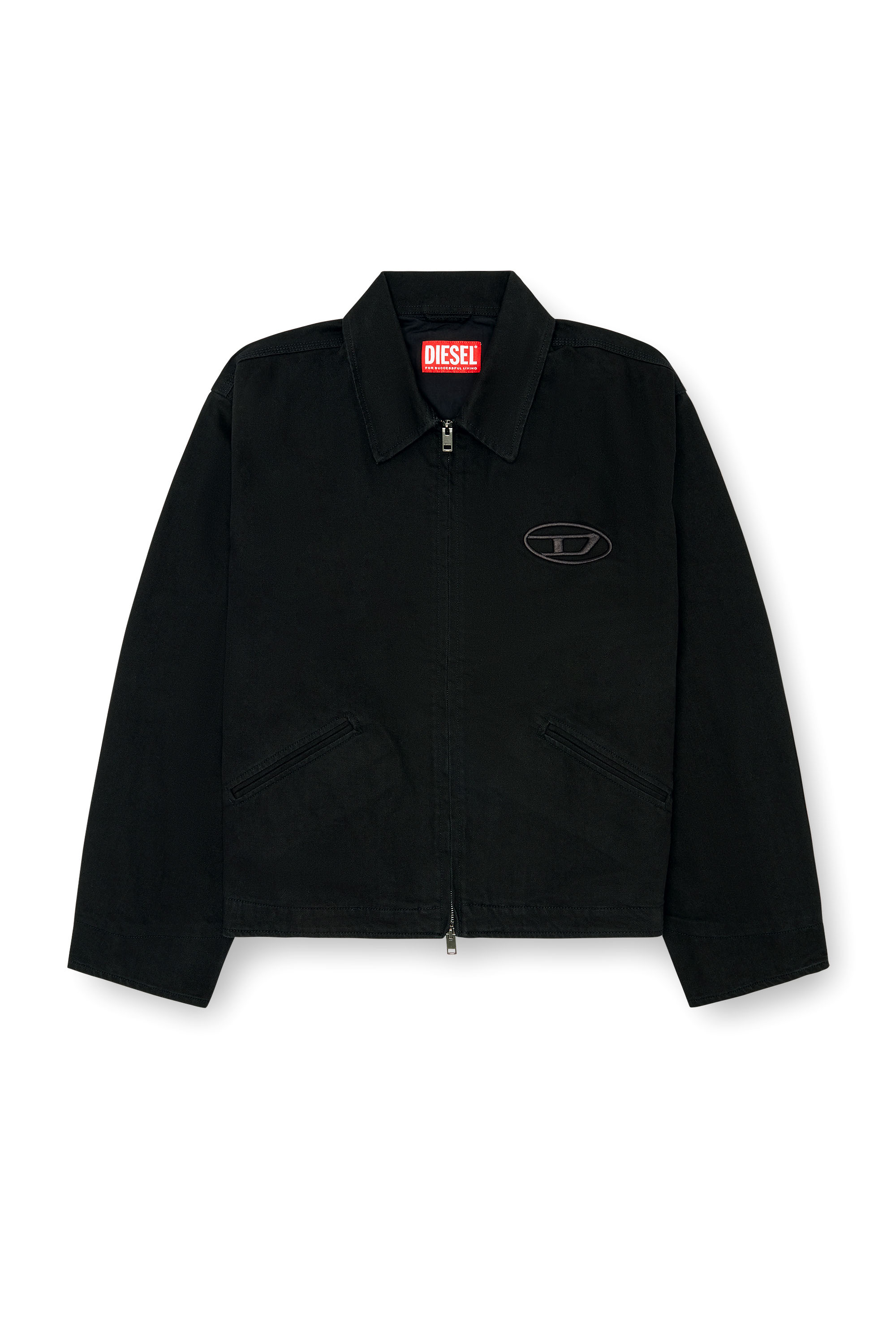 Diesel - J-TAYLOR-BLEACH, Male's Denim blouson jacket with bleached logo in Black - 5