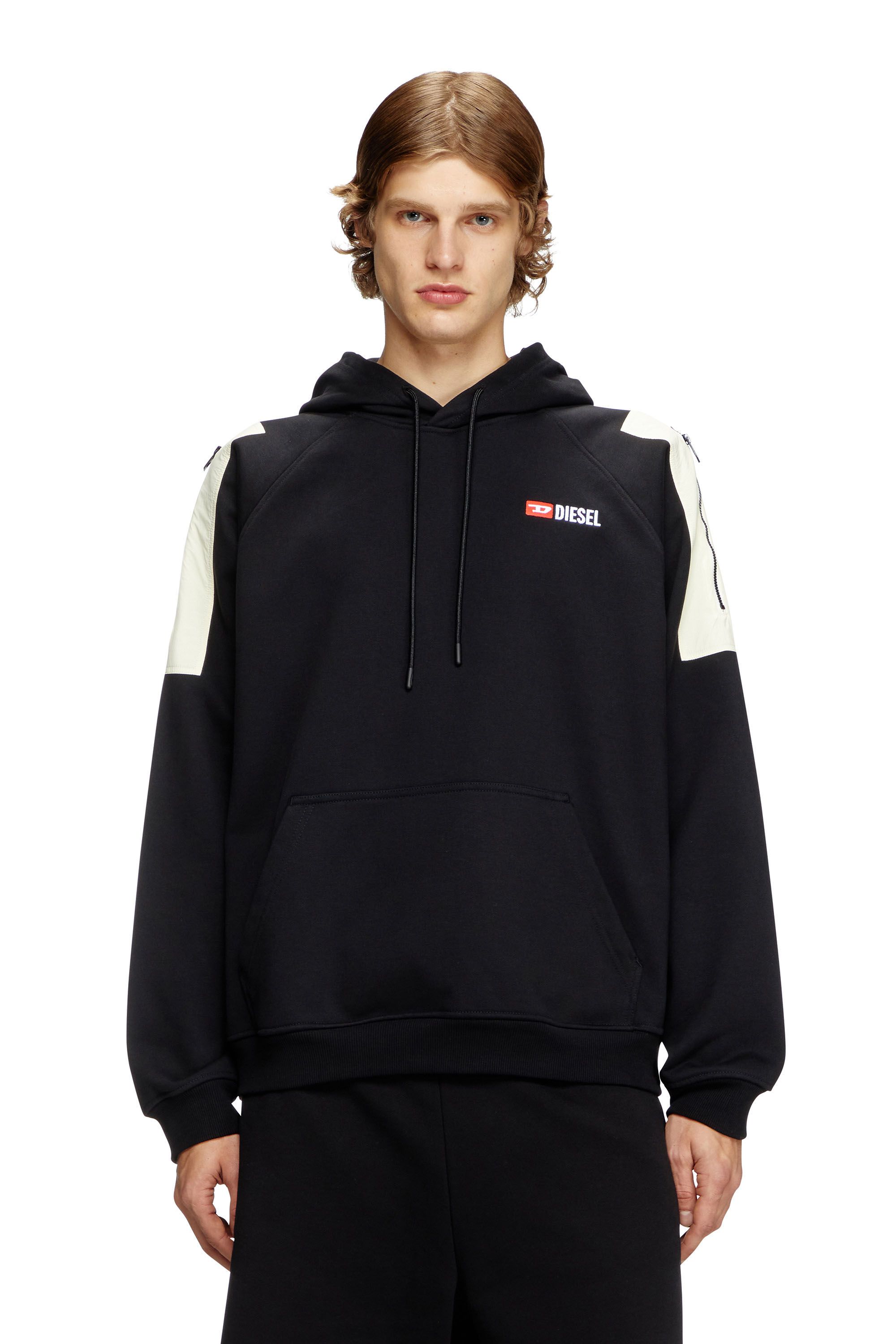 Diesel - S-FAUSTY, Male's Hoodie with shoulder pockets in Black - 1