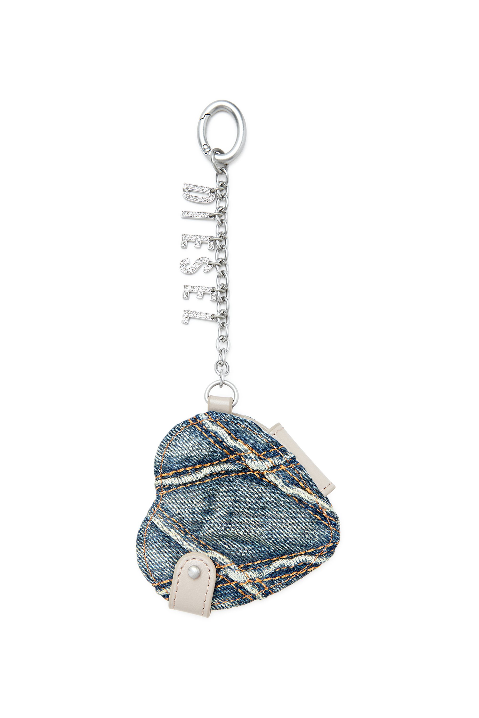 Diesel - CHARM-D MIRROR, Female's Mirror charm in argyle quilted denim in Silver - 1