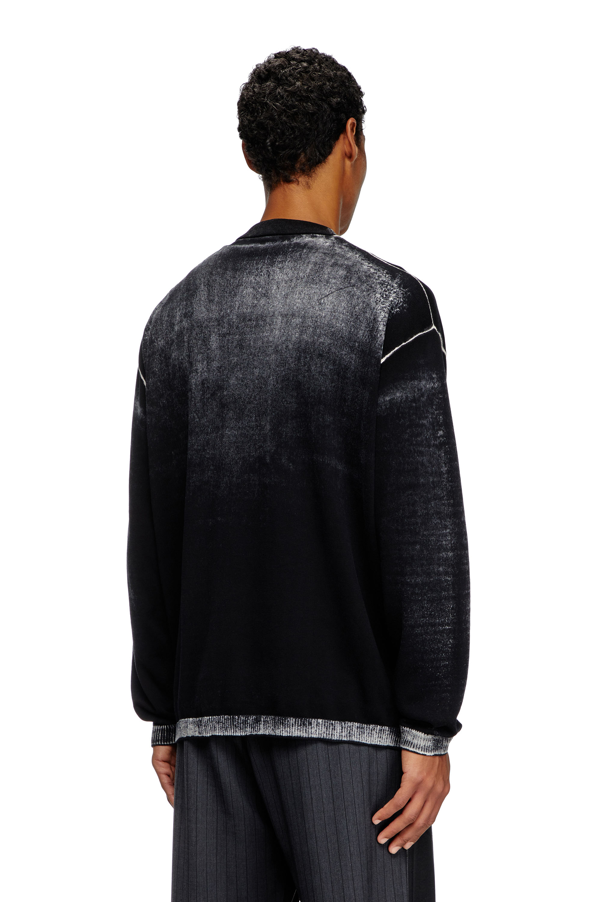 Diesel - K-LARENCE-CARDIGAN-B, Male's Reverse-print cotton cardigan in Black - 2