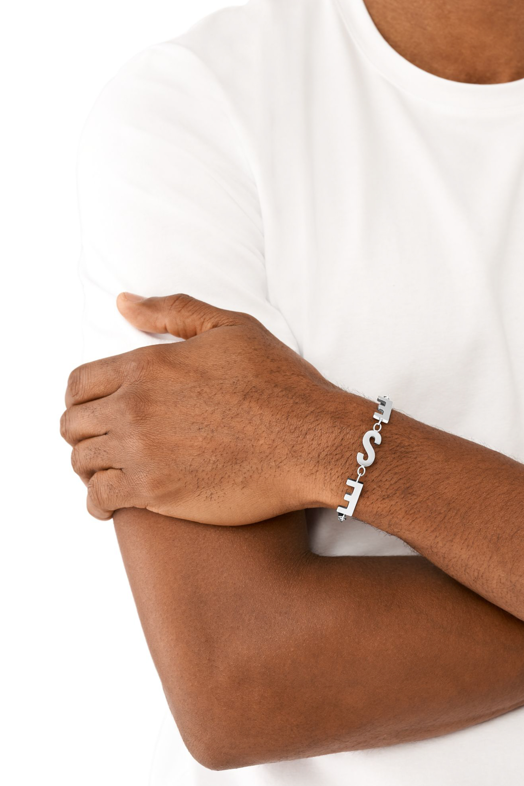 Diesel - DX1490, Bracelet chaîne en acier inoxydable Mixte in Gris argenté - 3