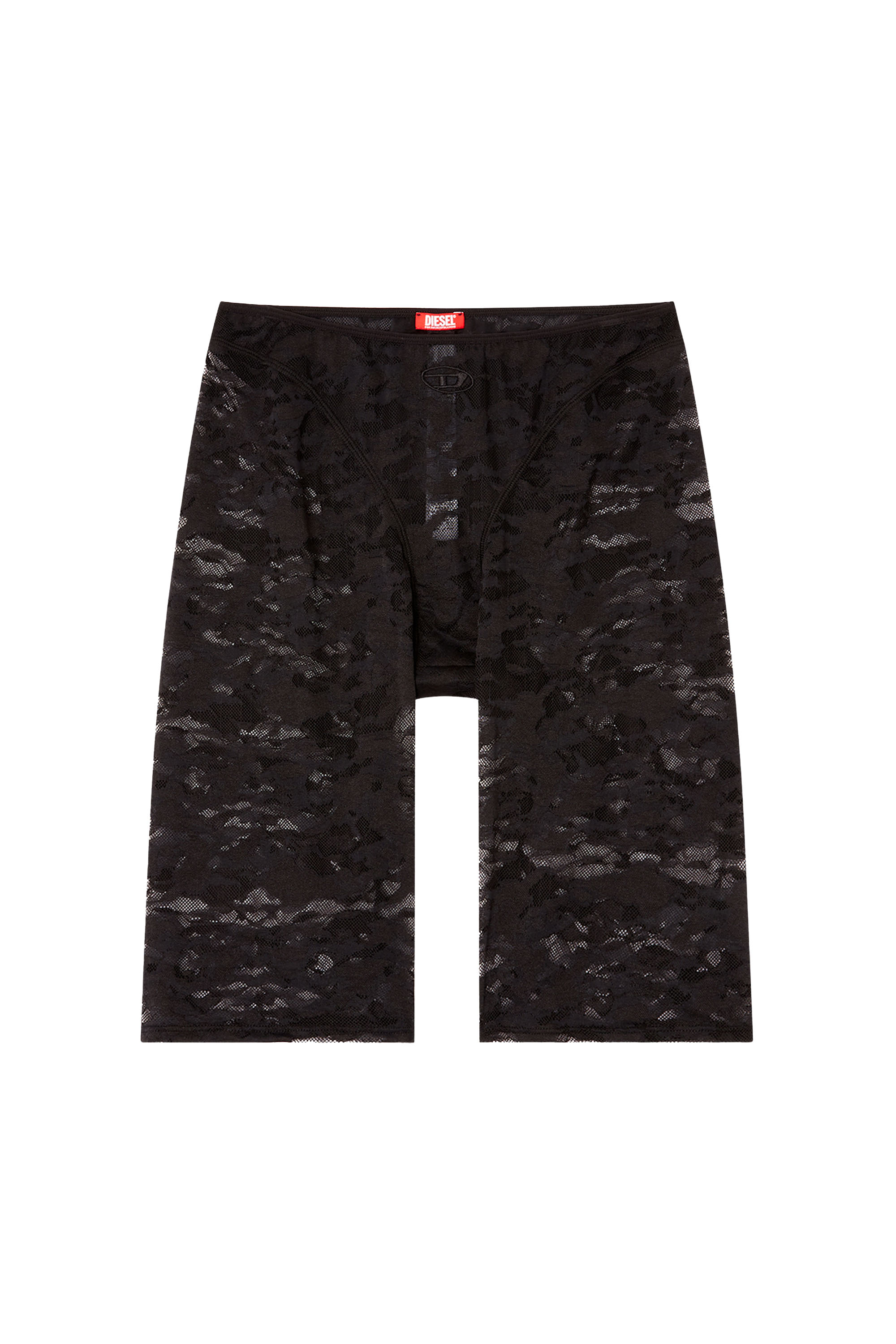 Diesel - KENDRA-UTLT, Female's Camo lace bike shorts with lingerie detail in Black - 3