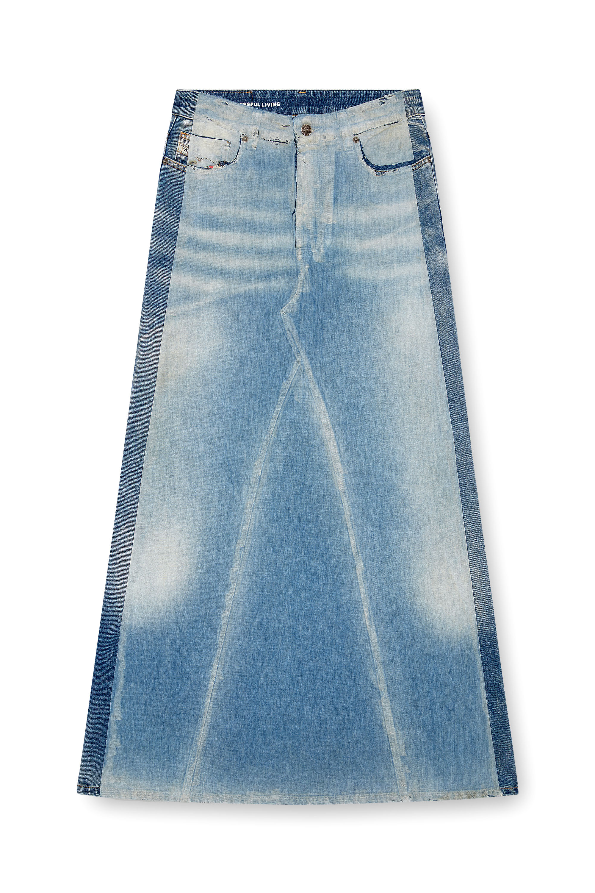 Diesel - DE-PAGO-S4, Jupe longue en denim peel-off Femme in Bleu - 3