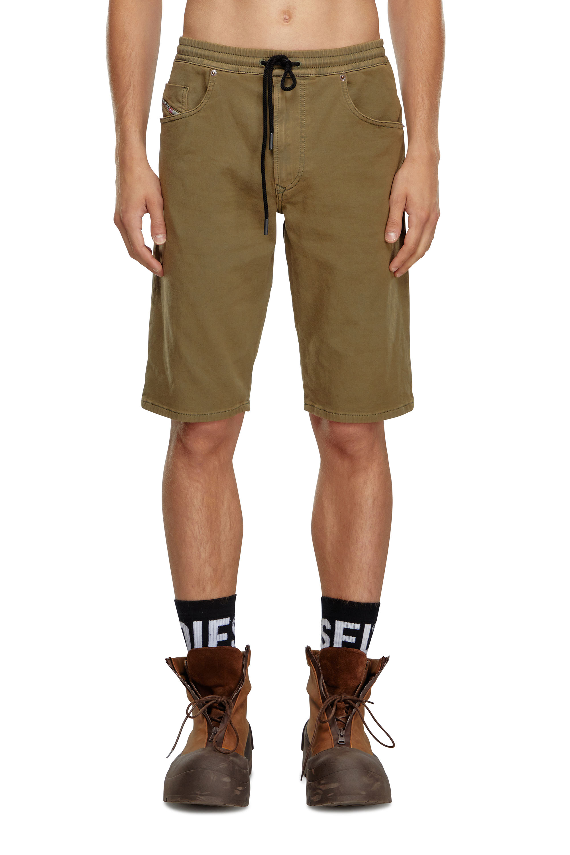 Diesel - 2033 D-KROOLEY-SHORT JOGG, Male's Chino shorts in JoggJeans in Military Green - 1