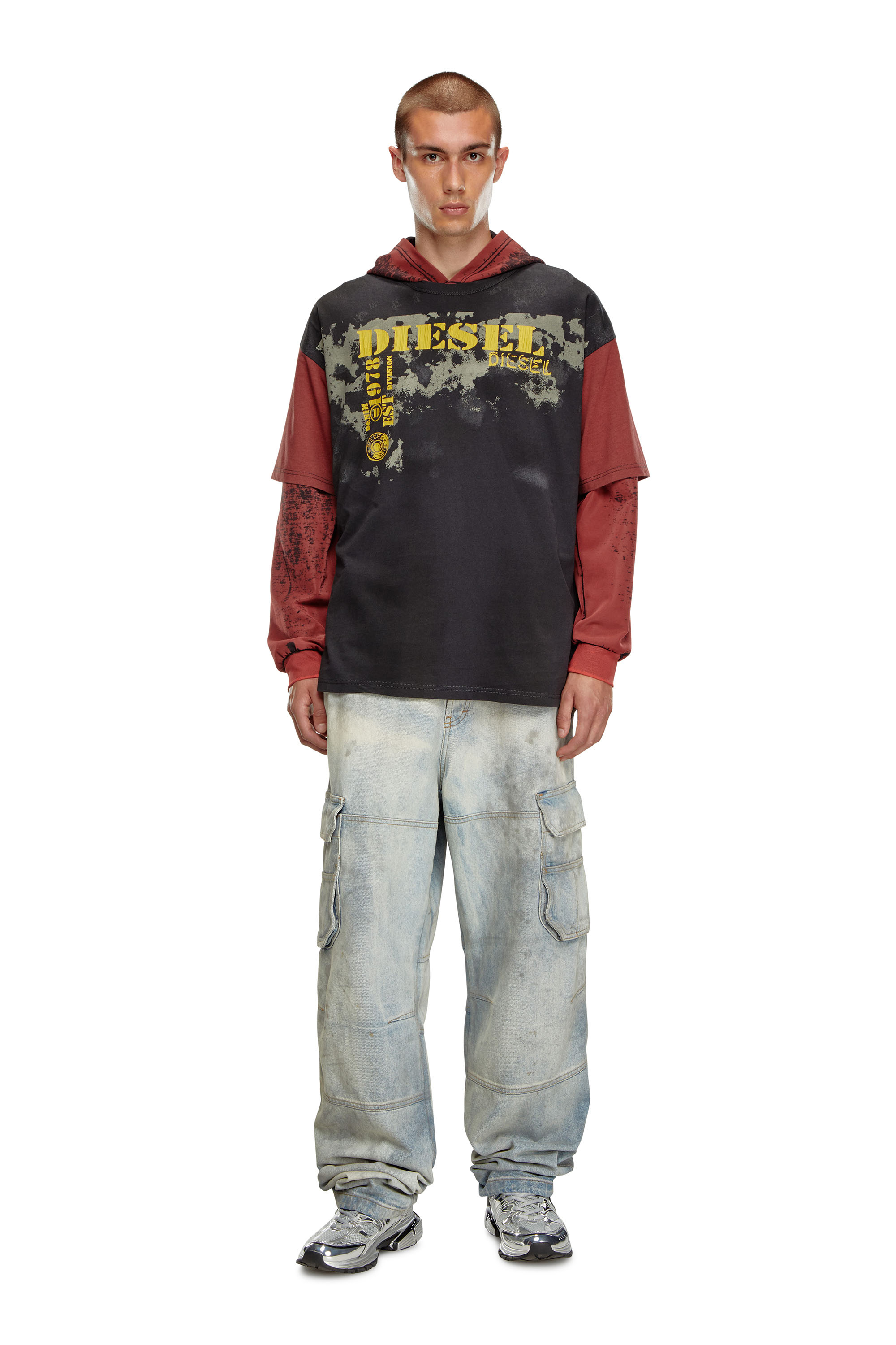 Diesel - T-BOXT-Q4, T-shirt color-block avec effets salis Homme in Polychrome - 3