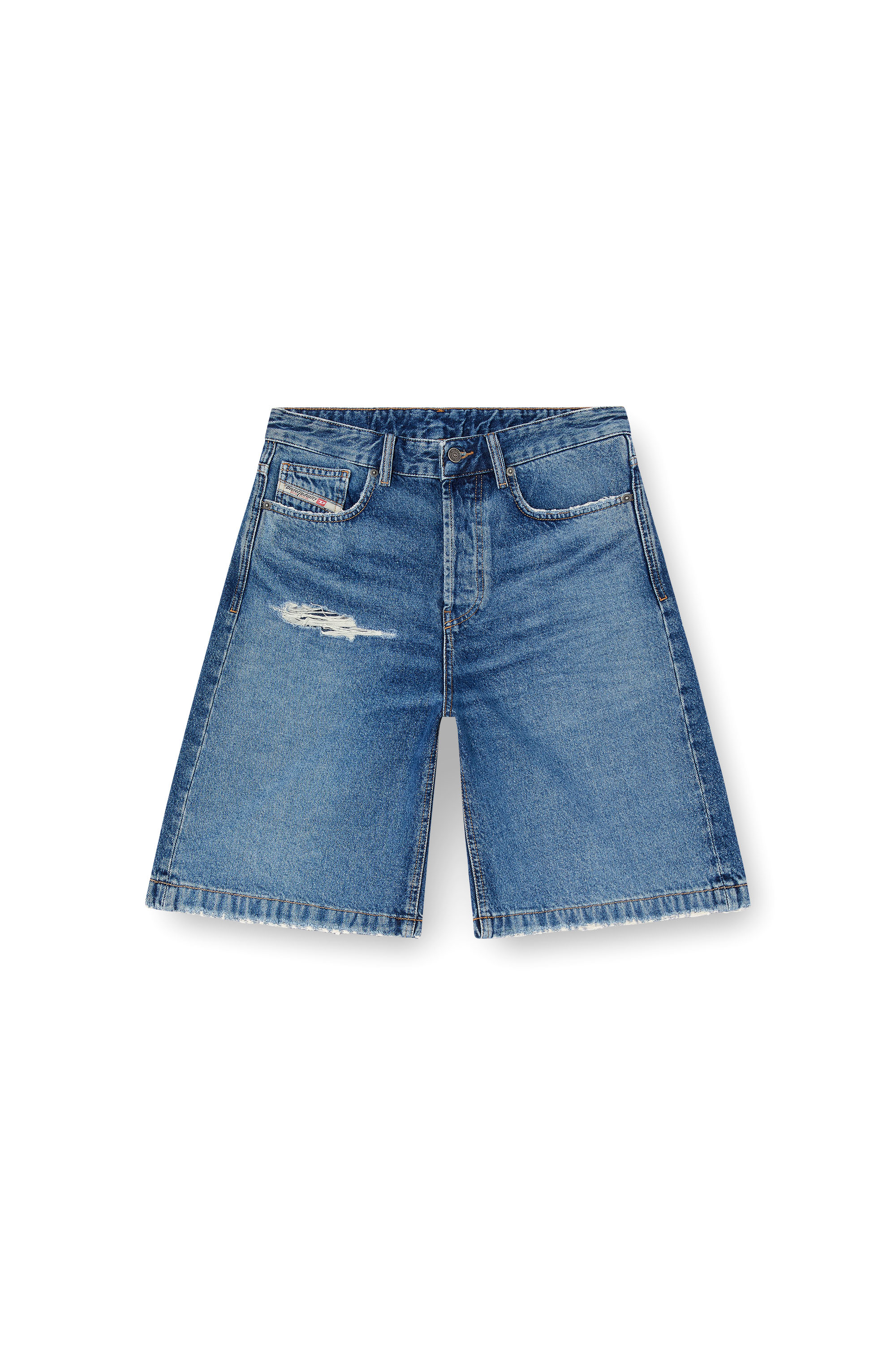 Diesel - DE-SIRE-SHORT, Short en denim avec des détails déchirés Femme in Bleu - 4