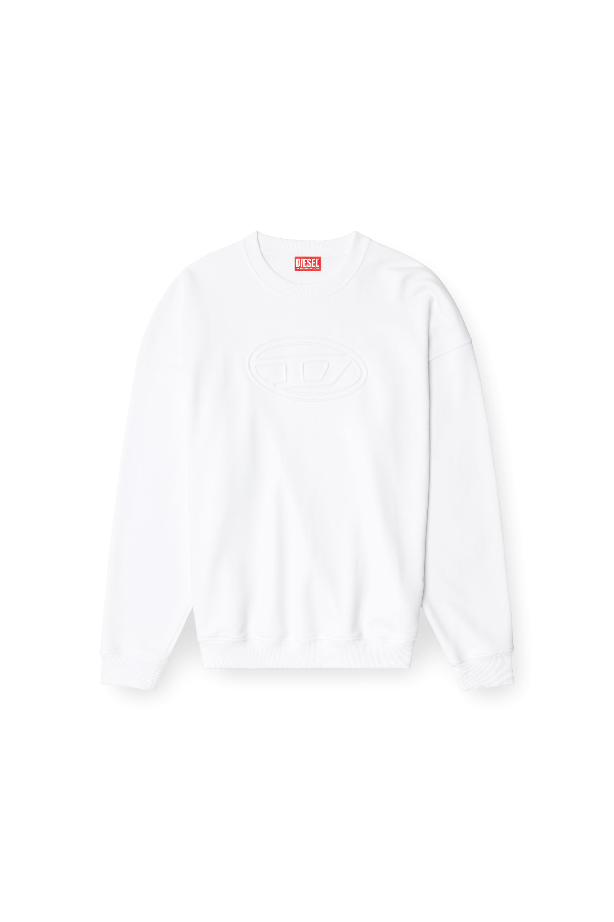 Diesel - S-MART-BIGOVAL, Male's Sweatshirt with embossed Oval D in White - 4