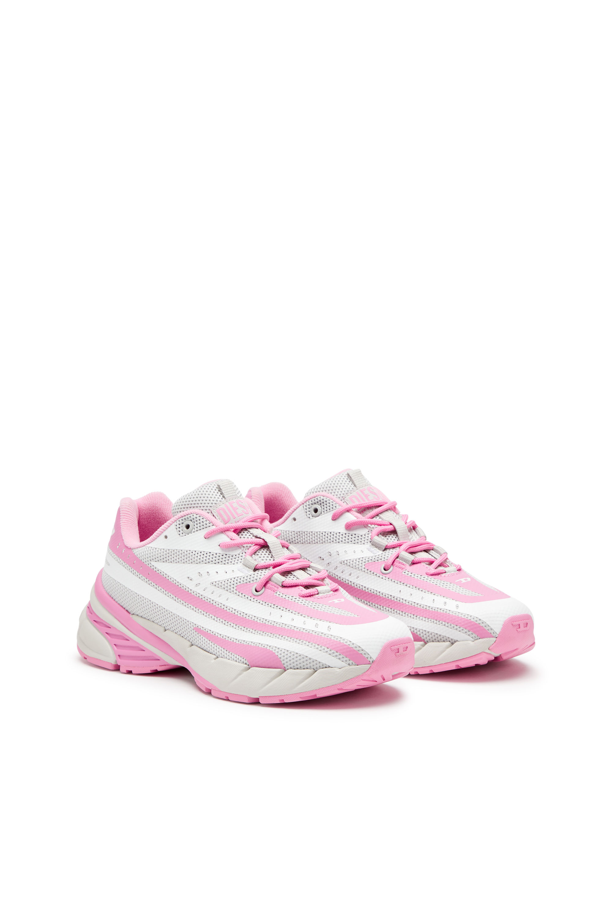 Diesel - D-AIRSPEED LOW W, Female's D-Airspeed Low-Striped sneakers in coated mesh in Pink/White - 2