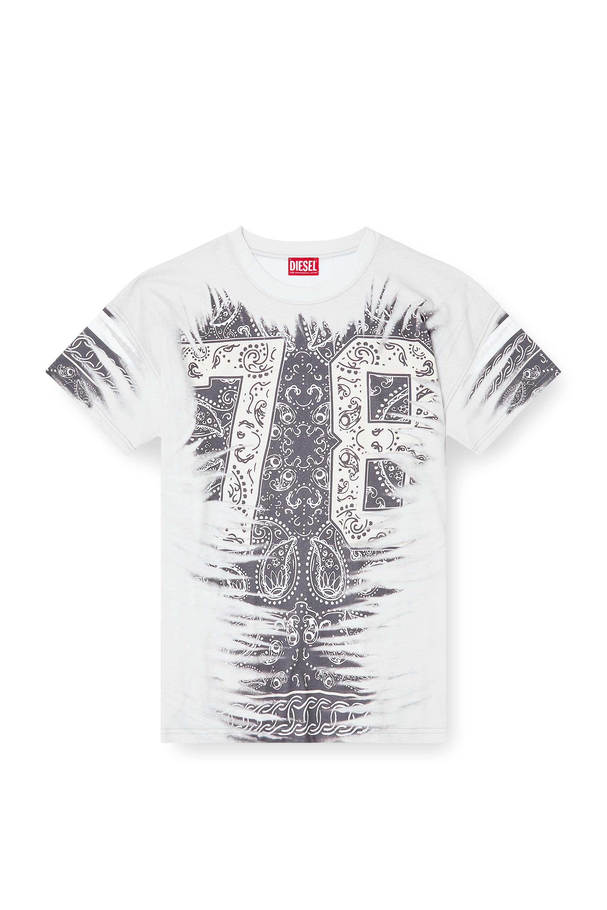 Diesel - T-BOXT-78-R1, Male's T-shirt with 78 bandana print in White - 4