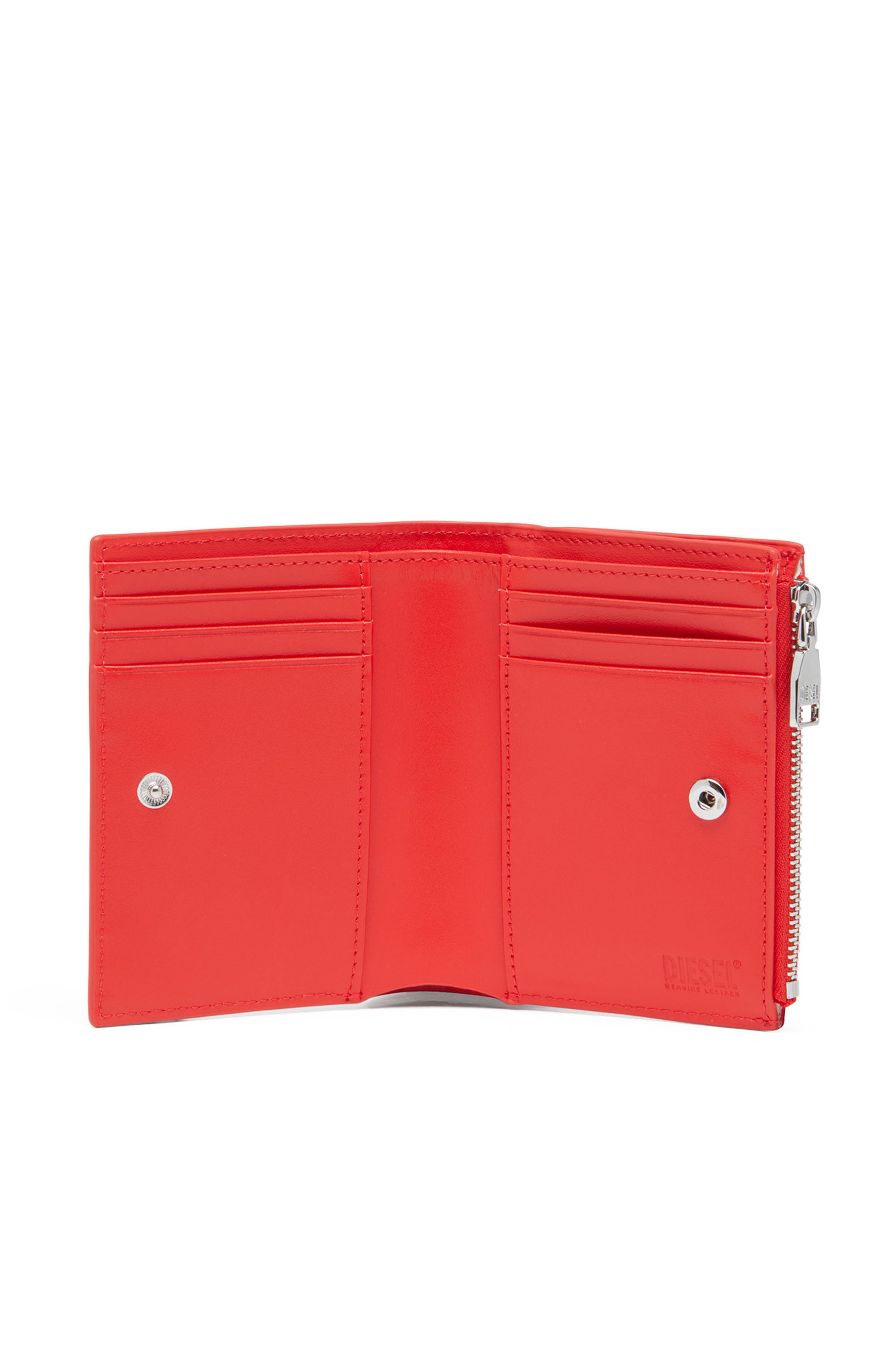 Diesel - PLAY BI-FOLD ZIP II, Female Small wallet in glossy leather in Red - Image 3