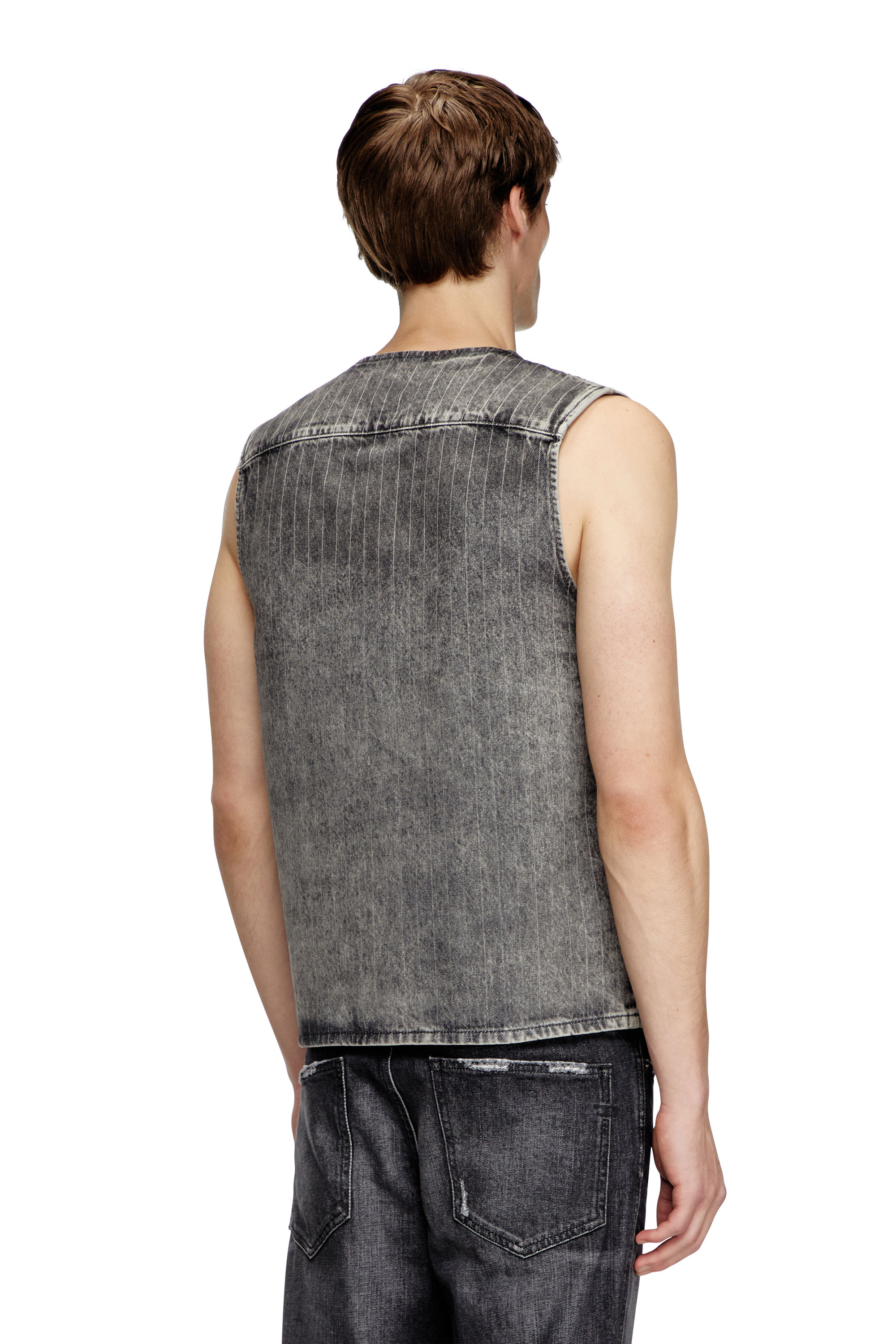 Diesel - D-SUND-S, Unisex's Vest in tailoring pinstripe denim in Grey - 2