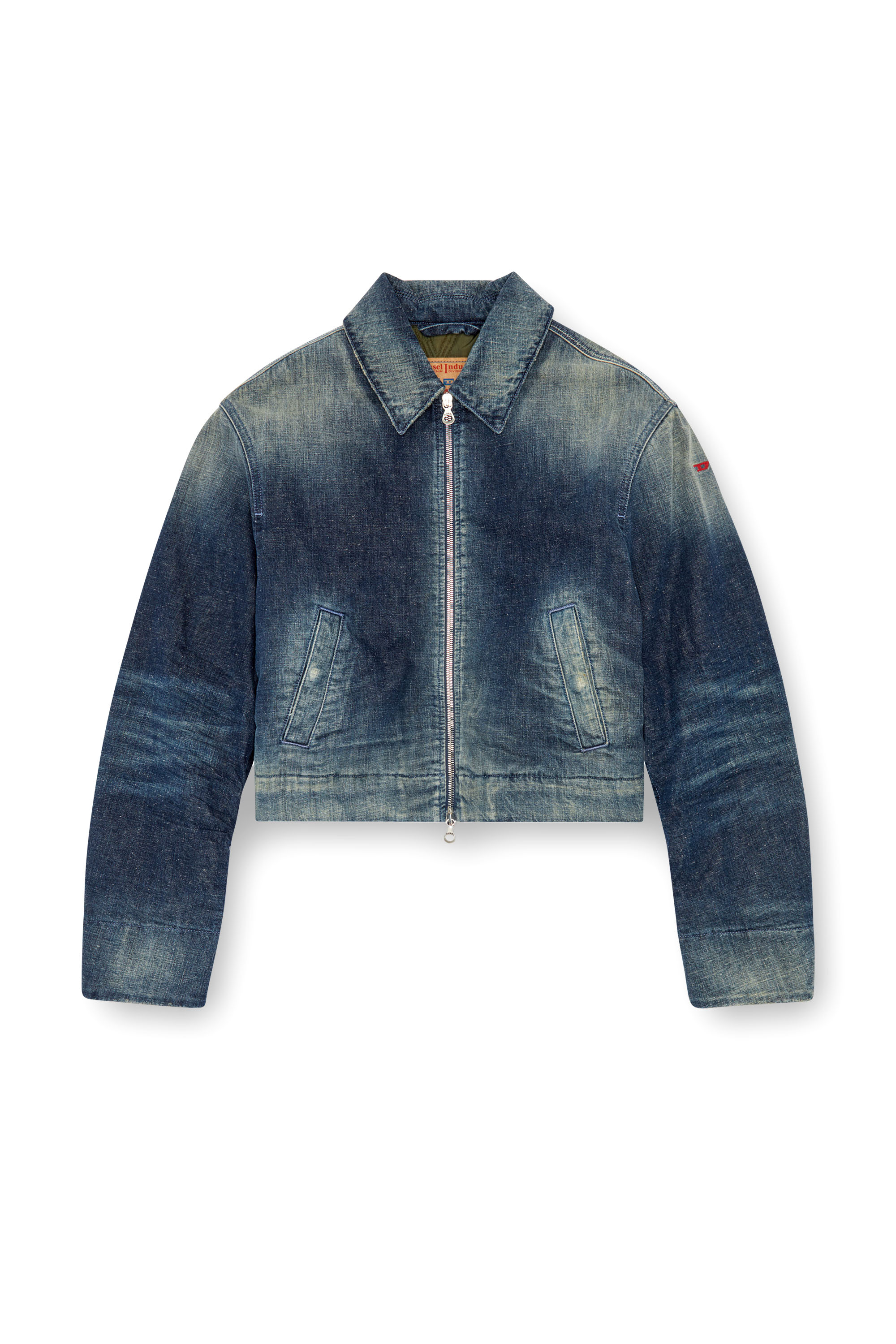 Diesel - DE-NOVA, Female's Padded jacket in utility-style denim in Dark Blue - 3