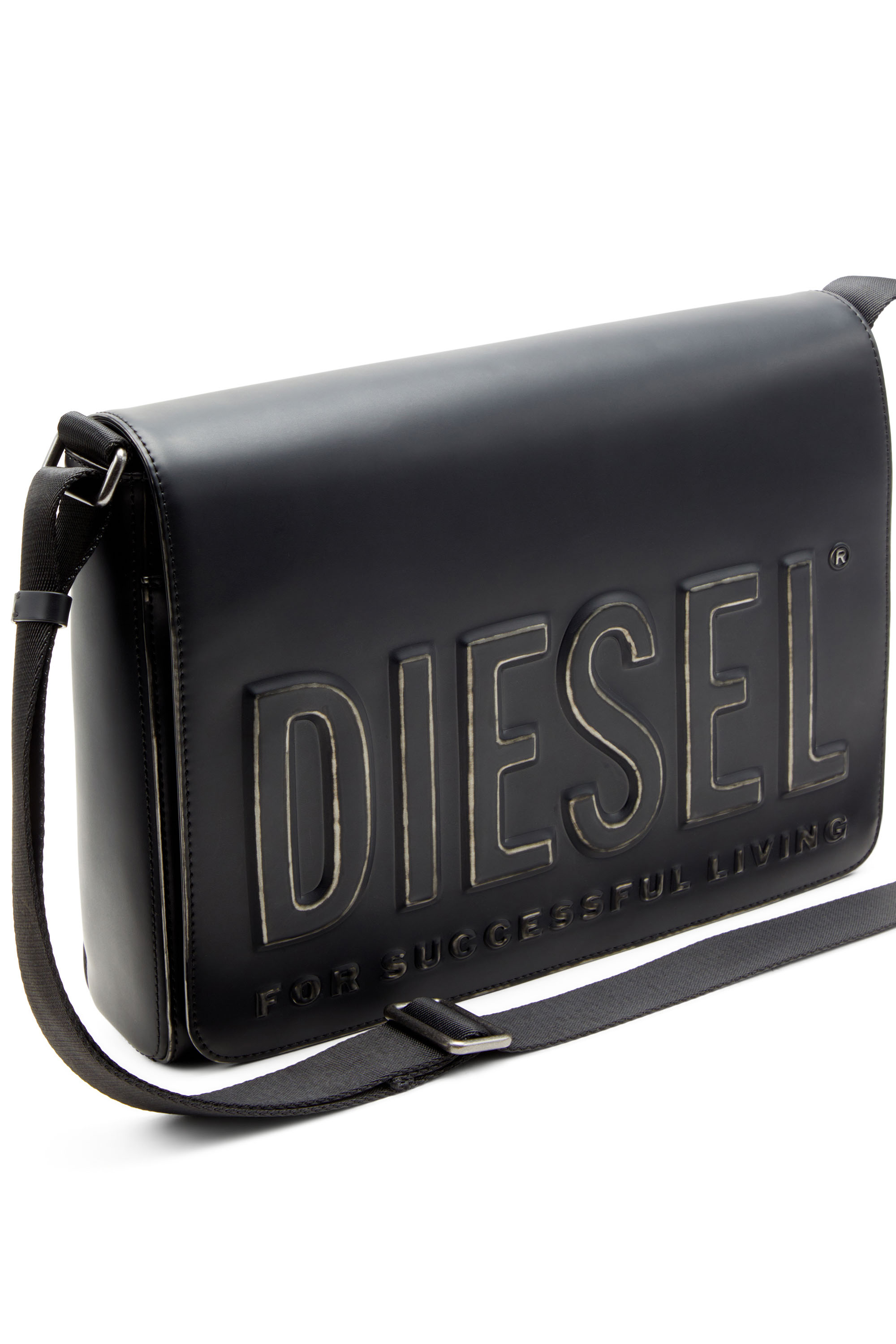 Diesel - DSL 3D MESSENGER S X, Sac Messager en PU brossé Homme in Noir - 5