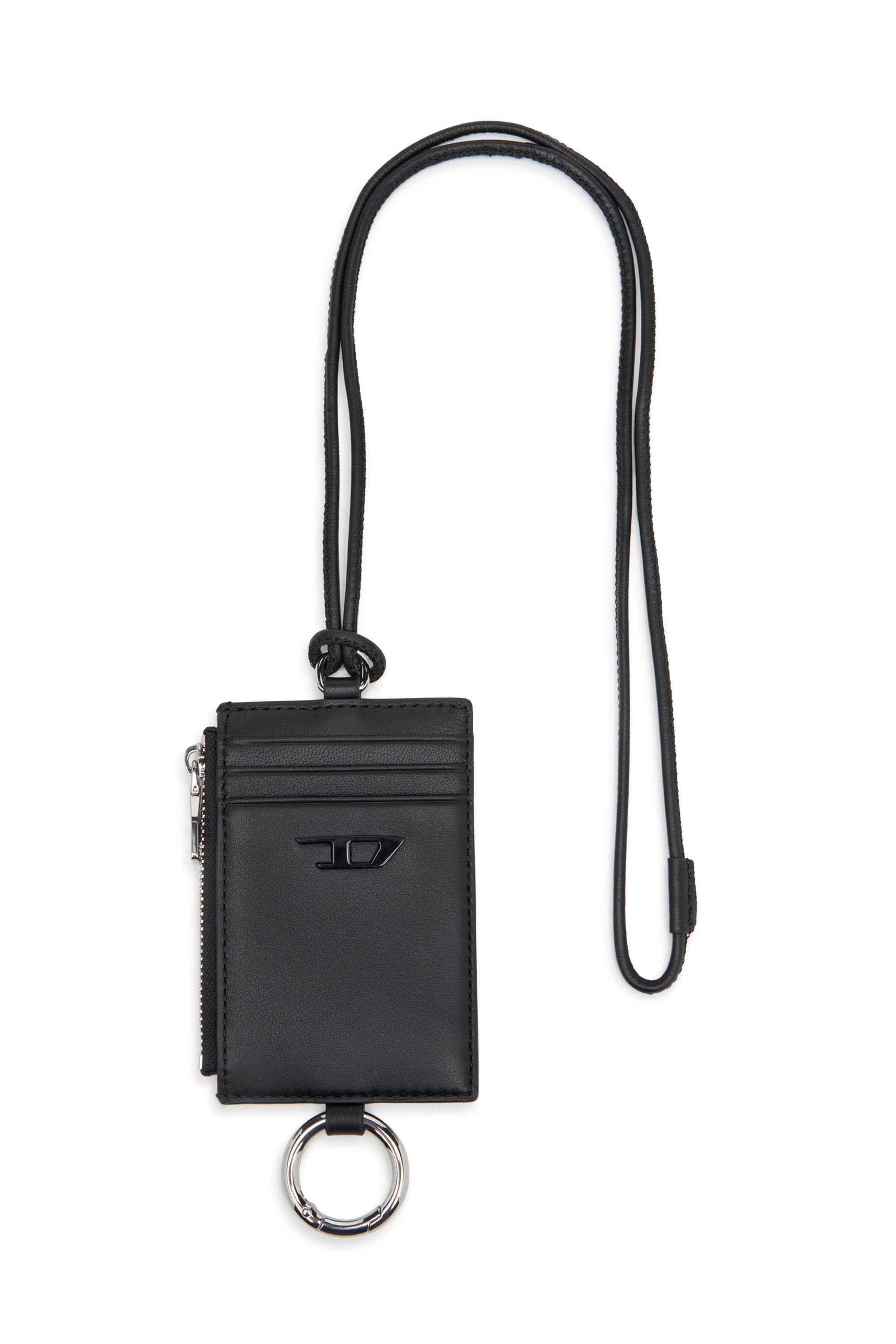 Diesel - RAVE BADGE HOLDER, Male's Nappa leather badge holder in Black - 1