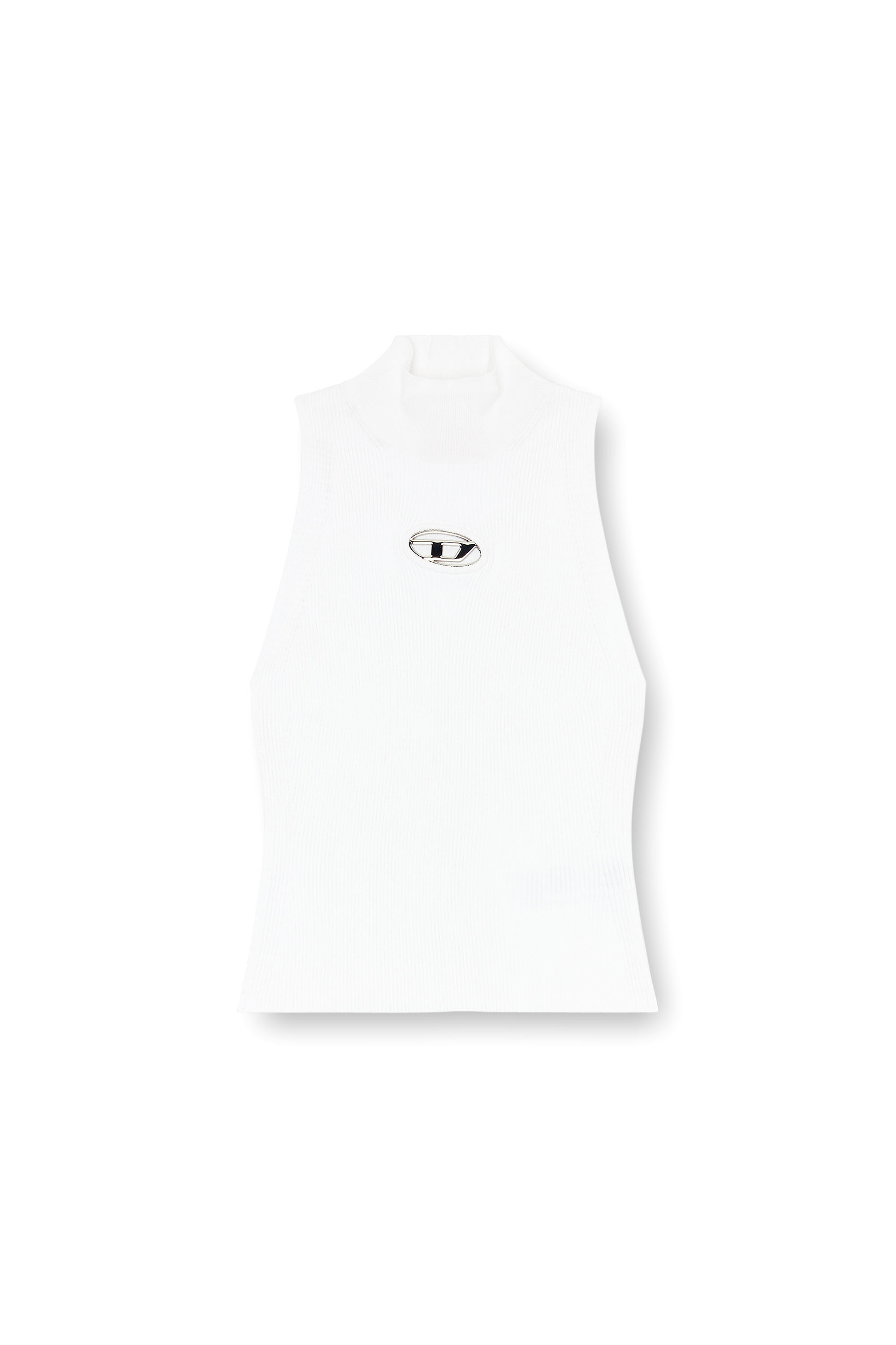 Diesel - M-ONERVAX-TOP, Top à col roulé en maille côtelée Femme in Blanc - 5