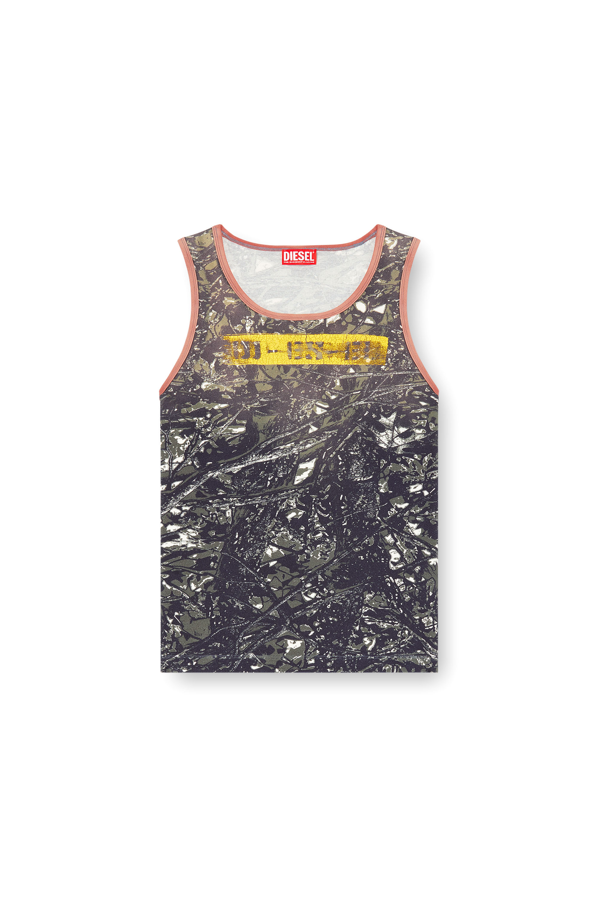 Diesel - T-LIFTY-CAMOU, Male's Camo print vest with contrasting trims in Black/Green - 4